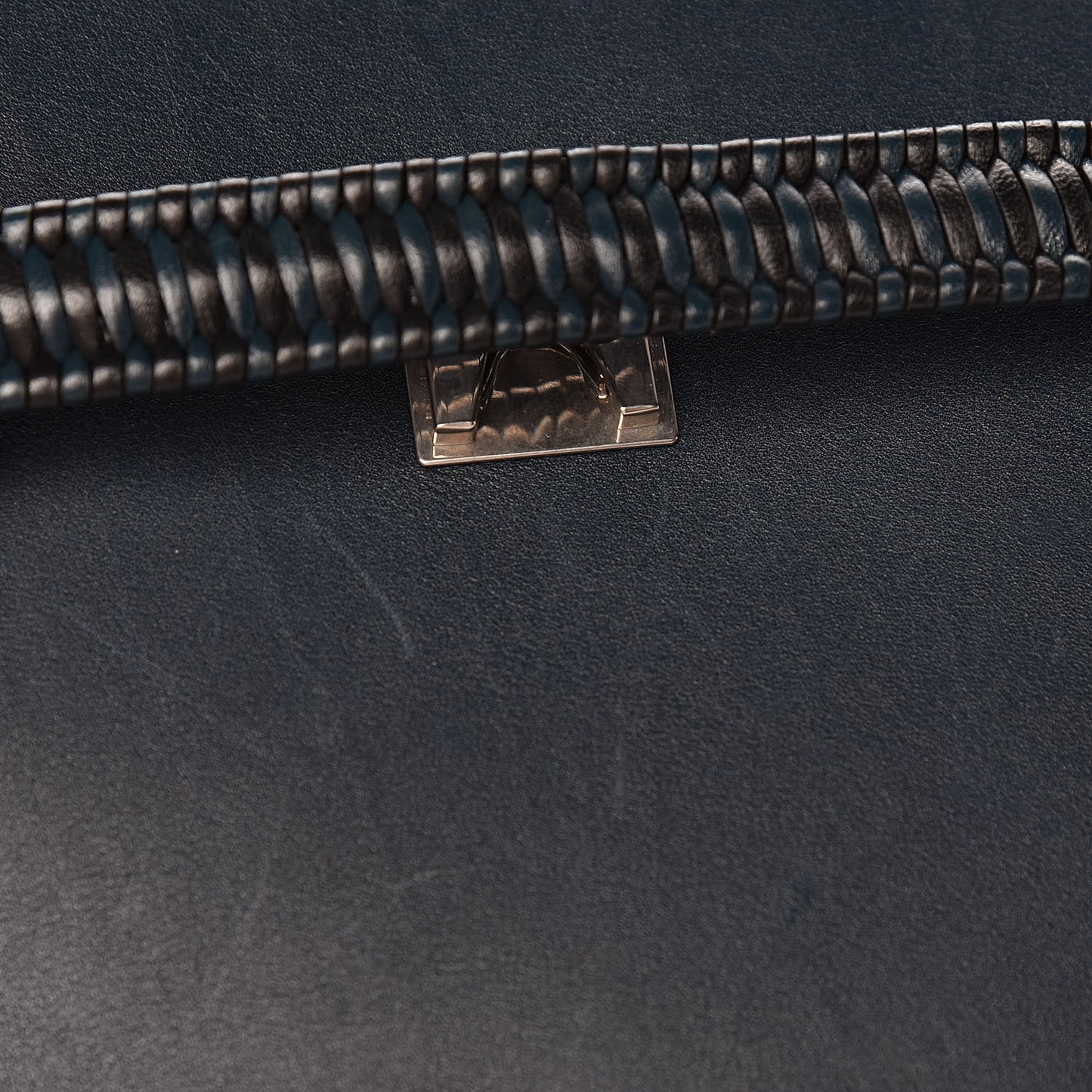 Smooth Calfskin Micro Bi-Color Braided Belt Bag Dark Sea