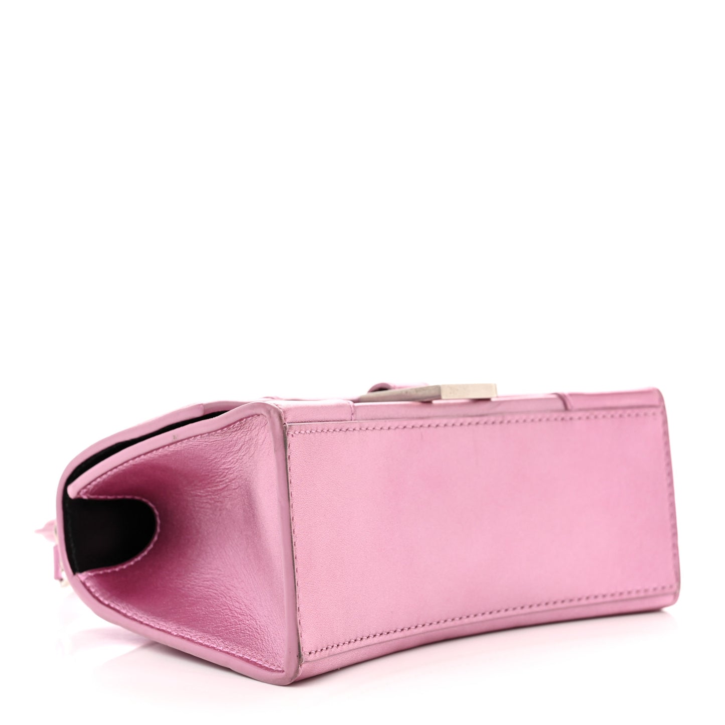 Metallic Shiny Calfskin Hourglass Top Handle Bag XS Pink