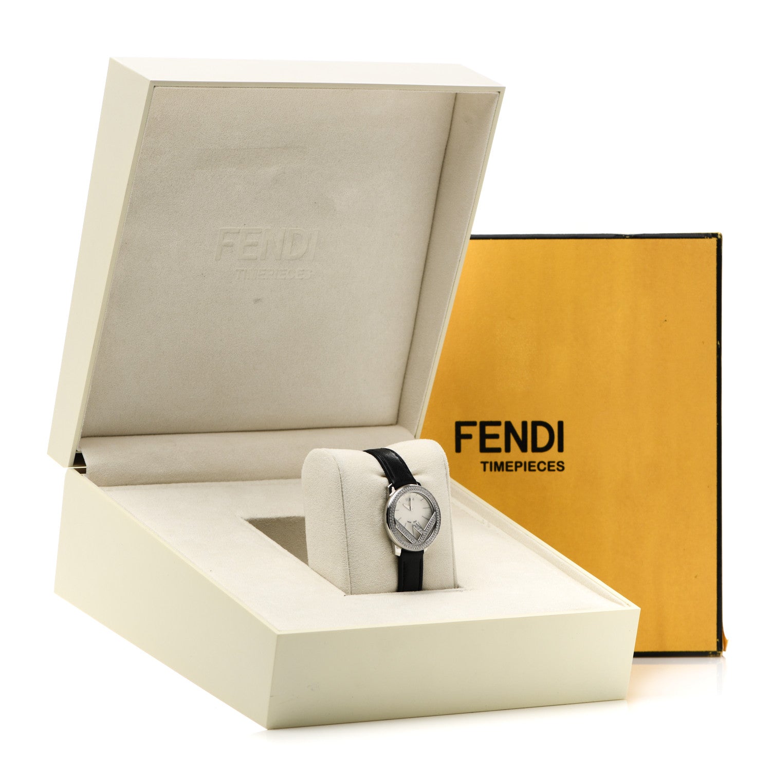 Fendi Stainless Steel Calfskin Diamond Pave Bezel 28mm Fendi Run Away Quartz Watch 6 of 6