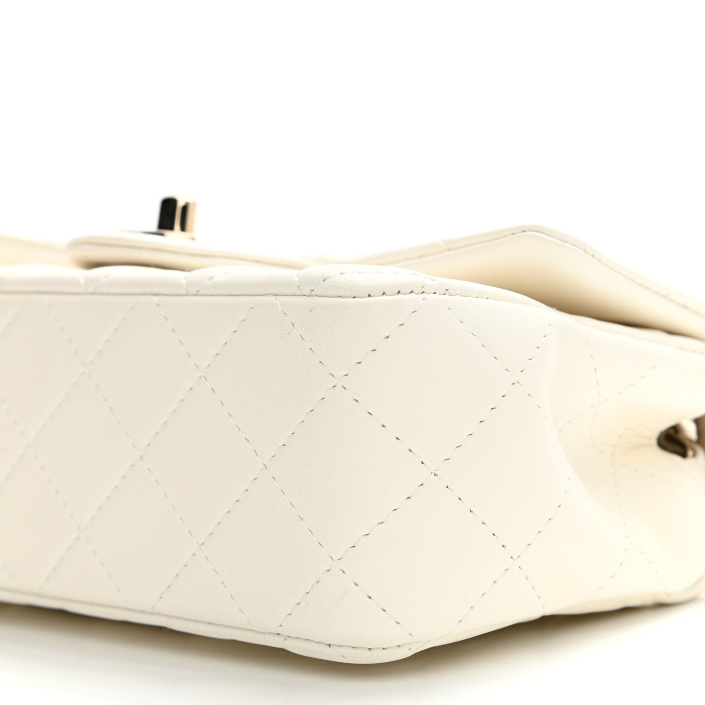 Lambskin Quilted Mini Rectangular Flap White