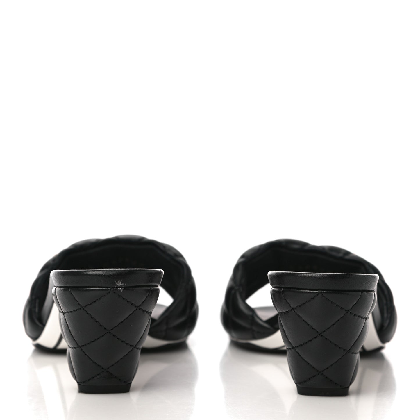 Lambskin Quilted Textured CC Mules 37 Black