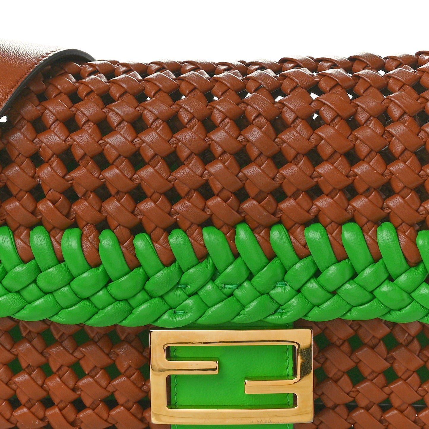 Nappa FF Woven Baguette Cuoio Tomatillo