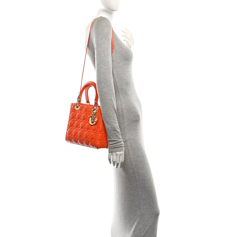 Lambskin Cannage Medium Lady Dior Orange