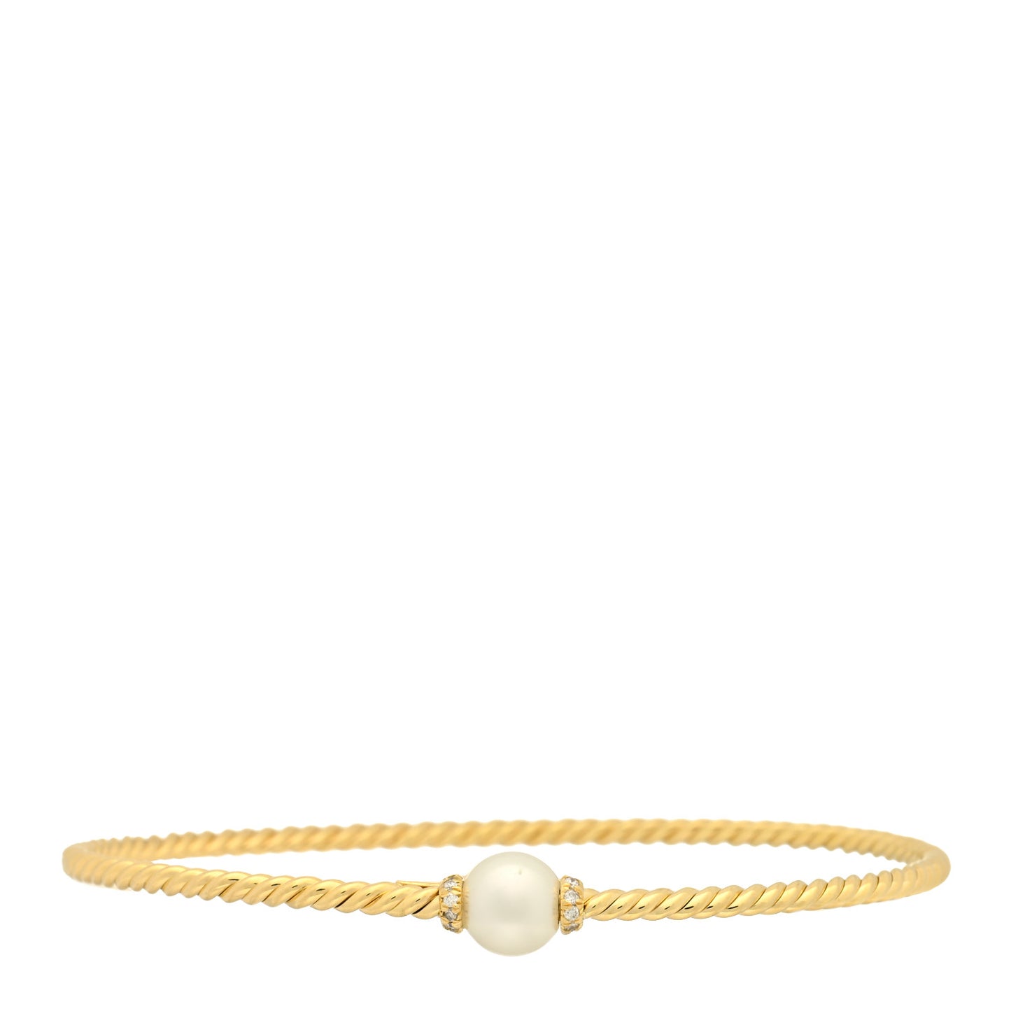 18K Yellow Gold Diamond Pearl 7mm Solari Station Bracelet