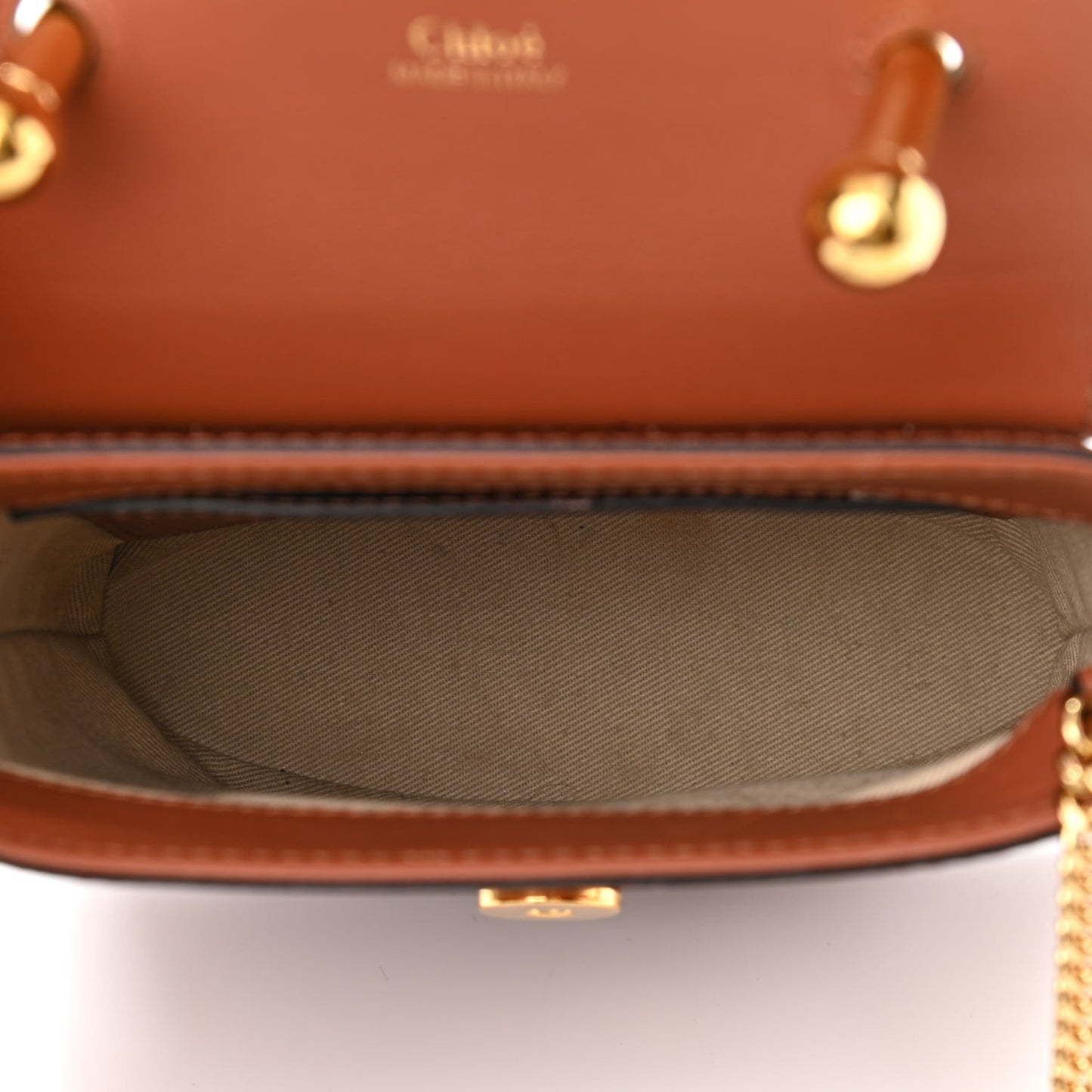 Calfskin Crocodile Embossed Small Aby Lock Chestnut Brown