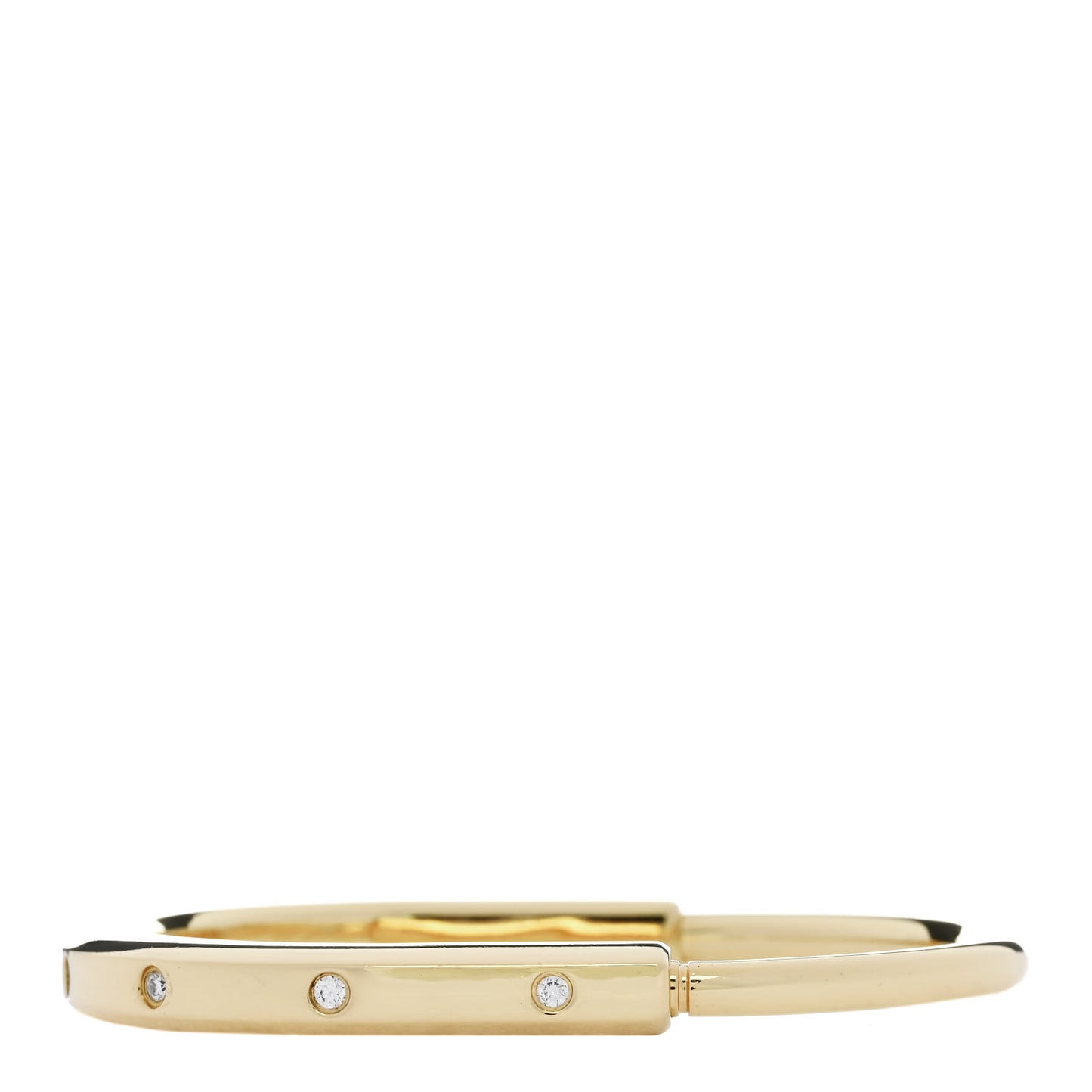 18K Yellow Gold Diamond Tiffany Lock Bangle Bracelet