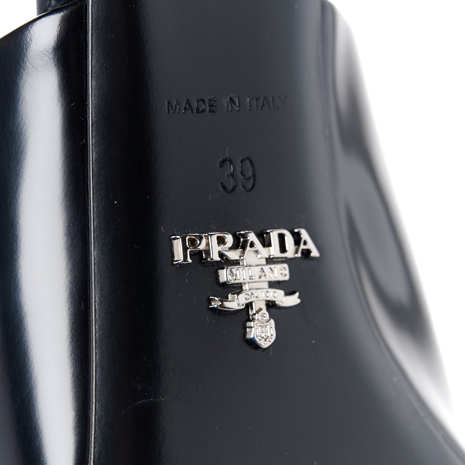 Prada Spazzolato Metal Triangle Logo 75mm Slide Sandals 39 Black 6 of 8