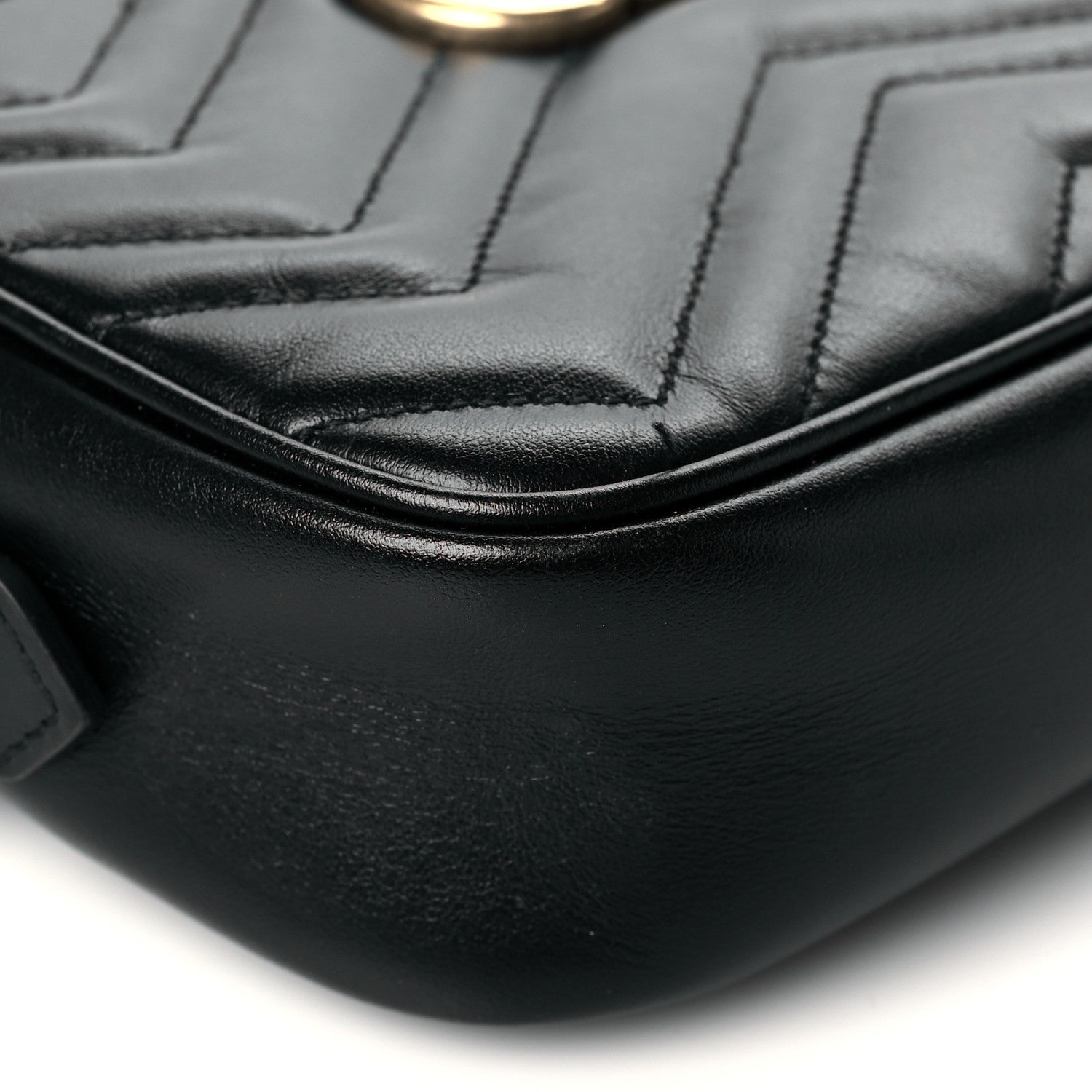 Gucci Calfskin Matelasse Mini GG Marmont Chain Shoulder Bag Black 10 of 13