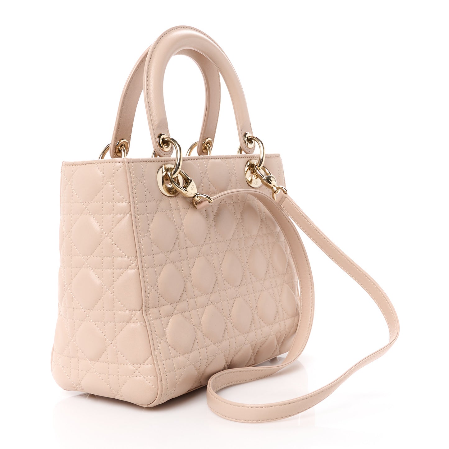 Lambskin Cannage Medium Lady Dior Beige