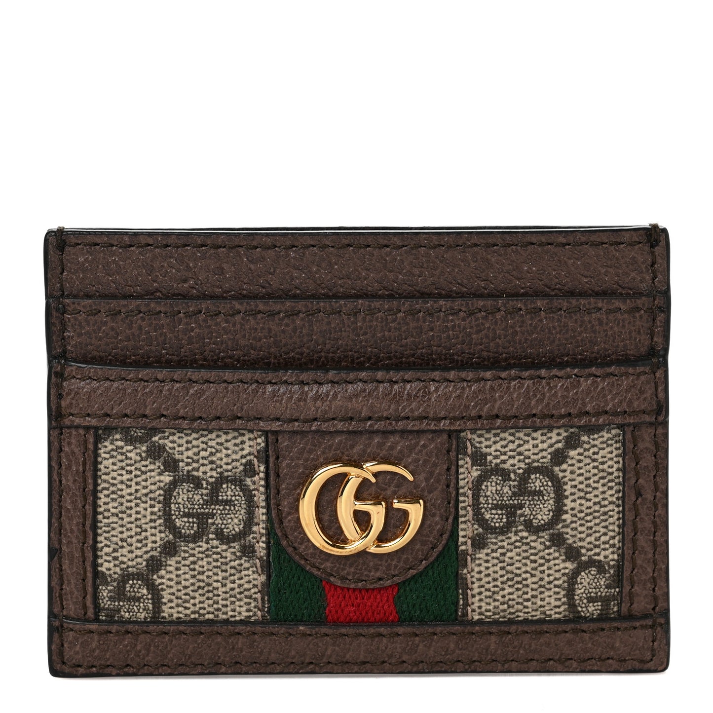 GG Supreme Monogram Ophidia Card Holder Brown