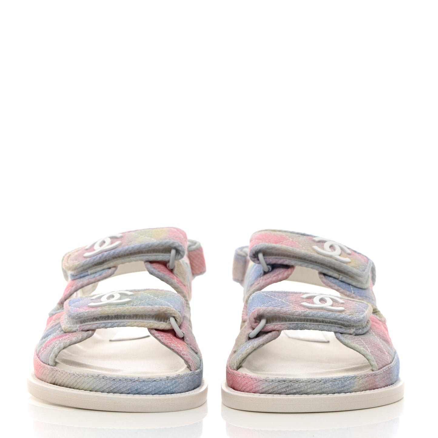 Printed Fabric Quilted Dad Sandals 35 Green Pink Blue