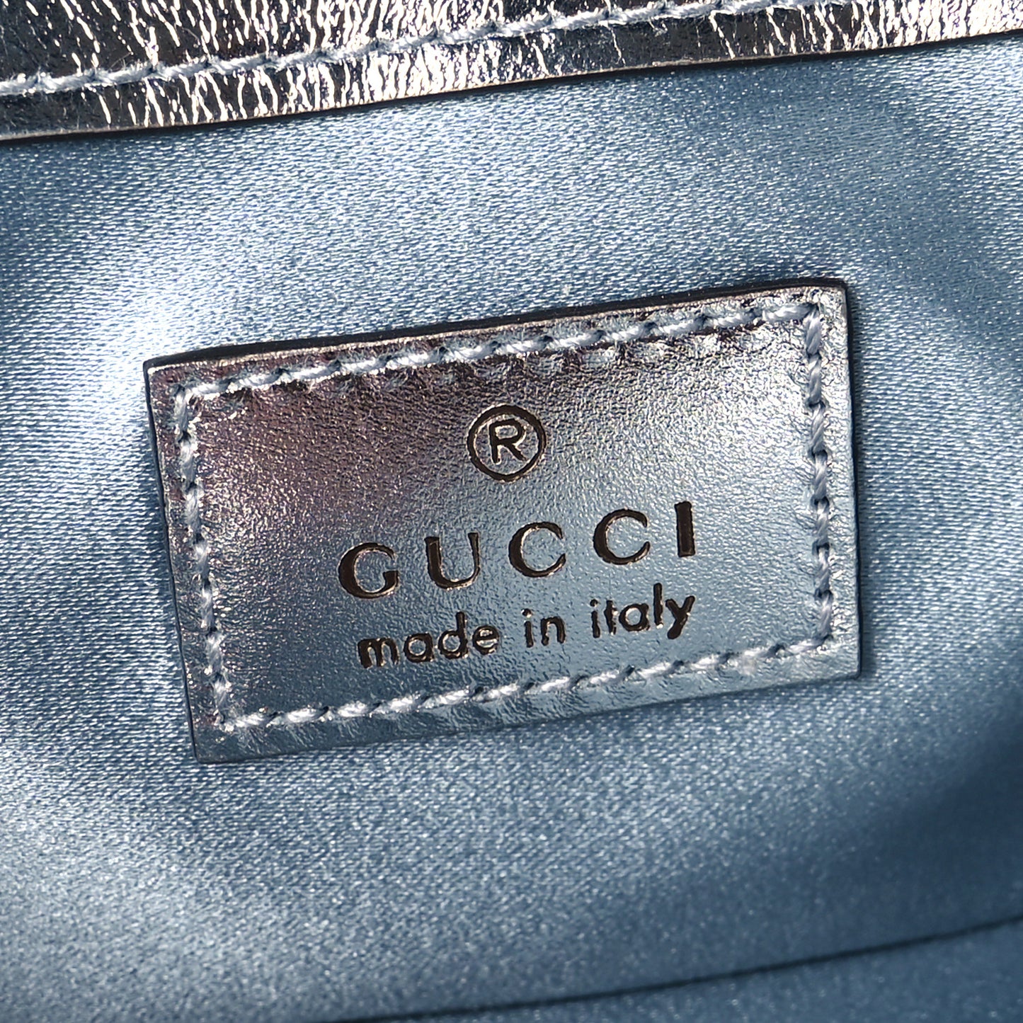 Iridescent Nappa Chevron Matelasse Small GG Marmont Shoulder Bag Iridescent Snow Light Blue