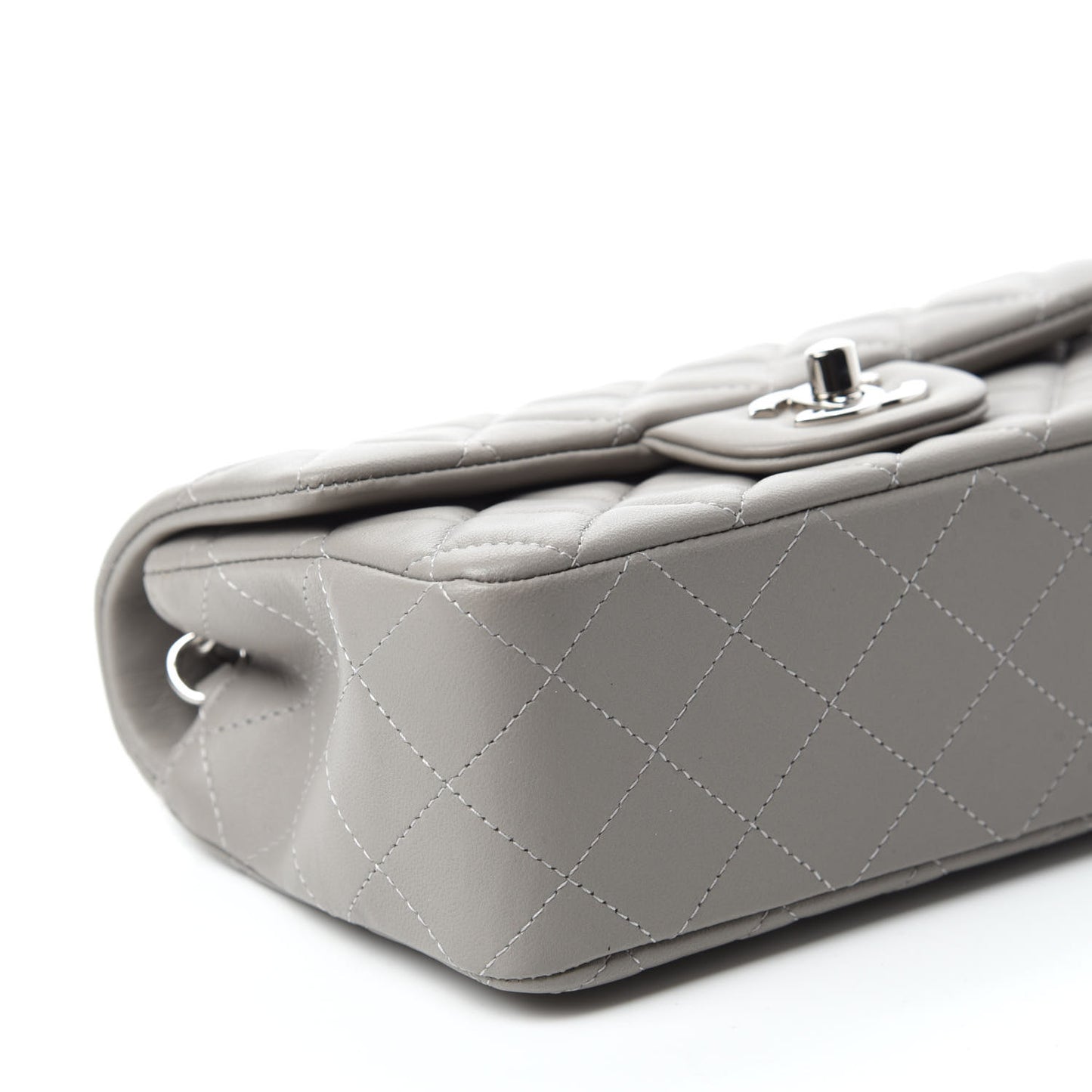 Lambskin Quilted Mini Rectangular Flap Grey