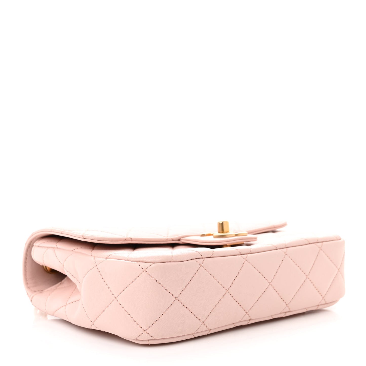 Calfskin Quilted Chain On Chain Flap Light Pink