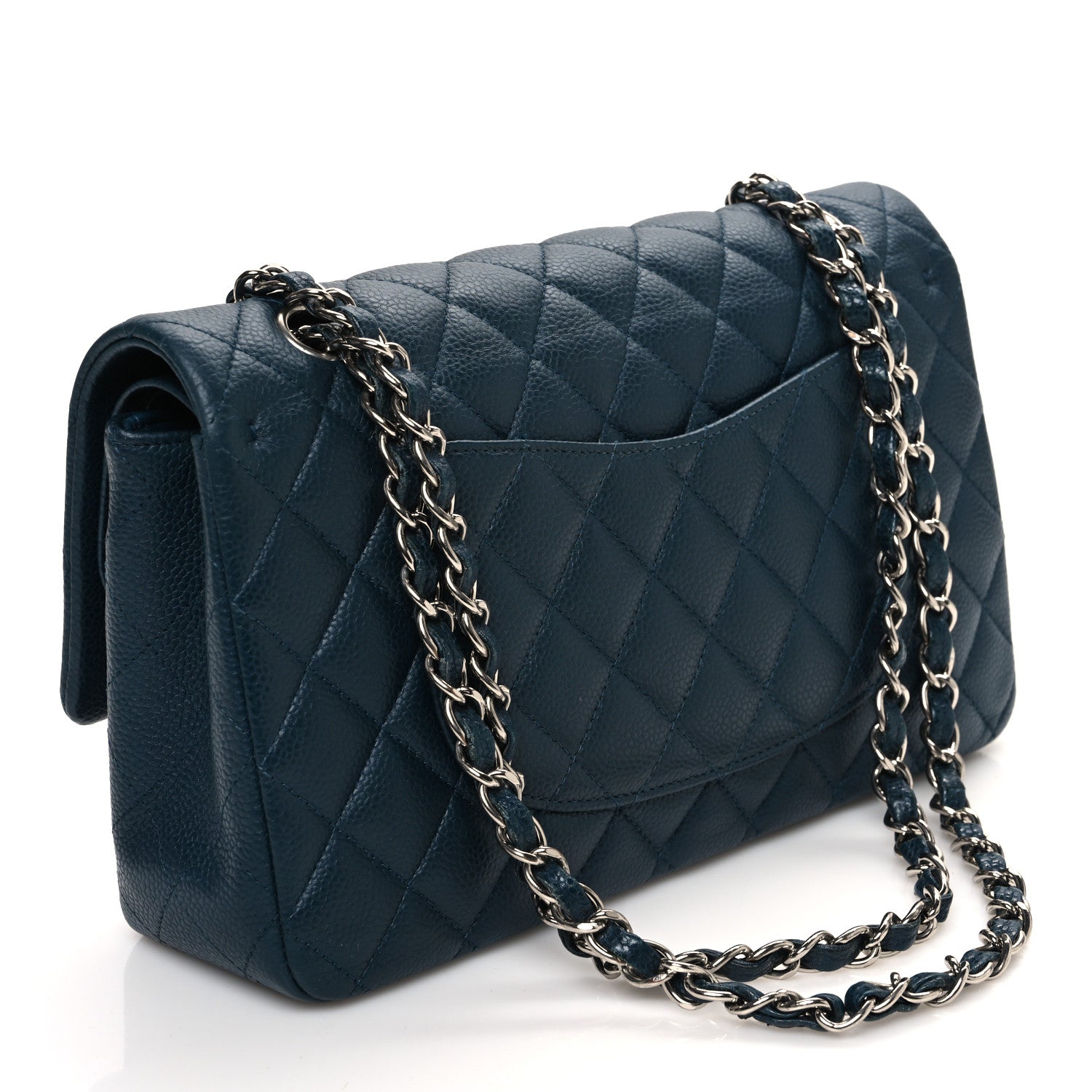 Chanel Caviar Quilted Medium Double Flap Dark Blue 3 of 10