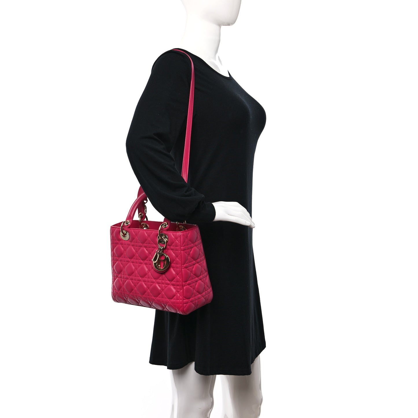 Lambskin Cannage Medium Lady Dior Pink