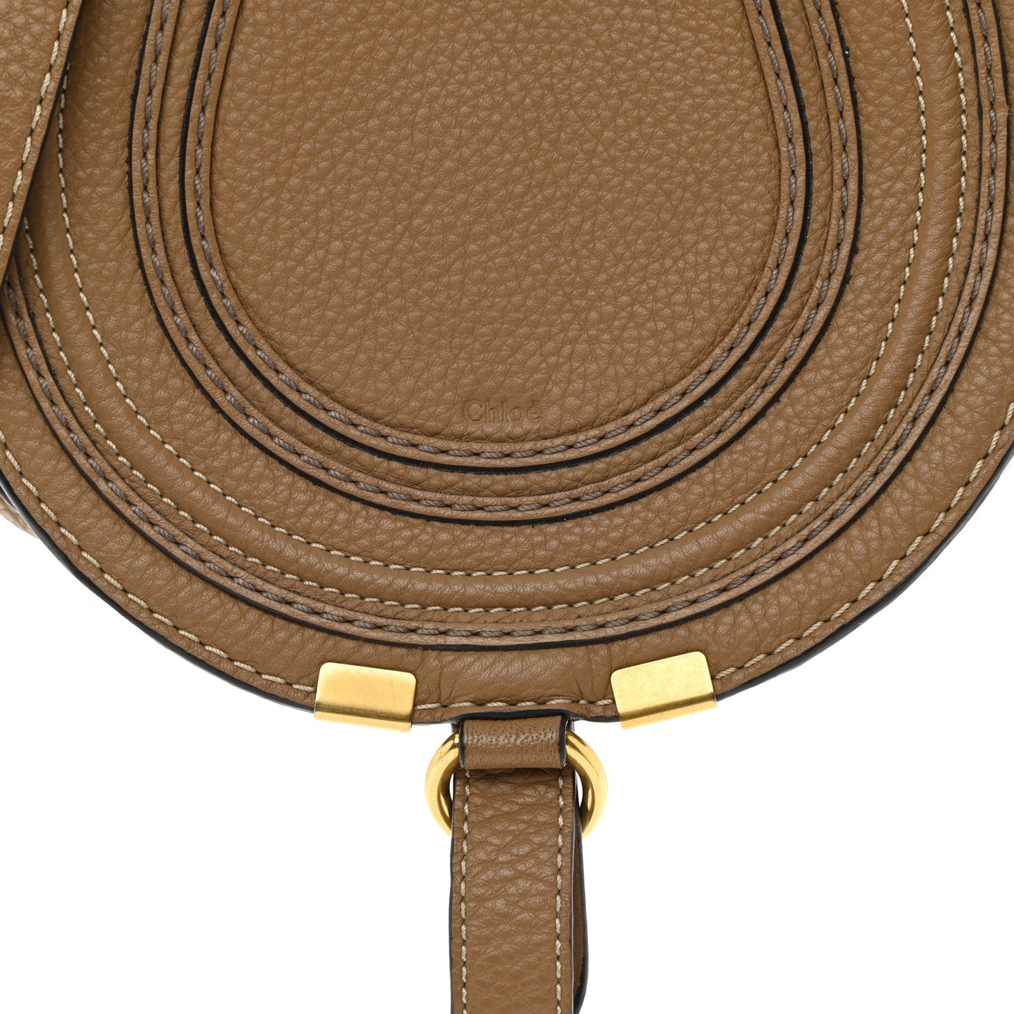 Calfskin Mini Marcie Round Crossbody Bag Nut