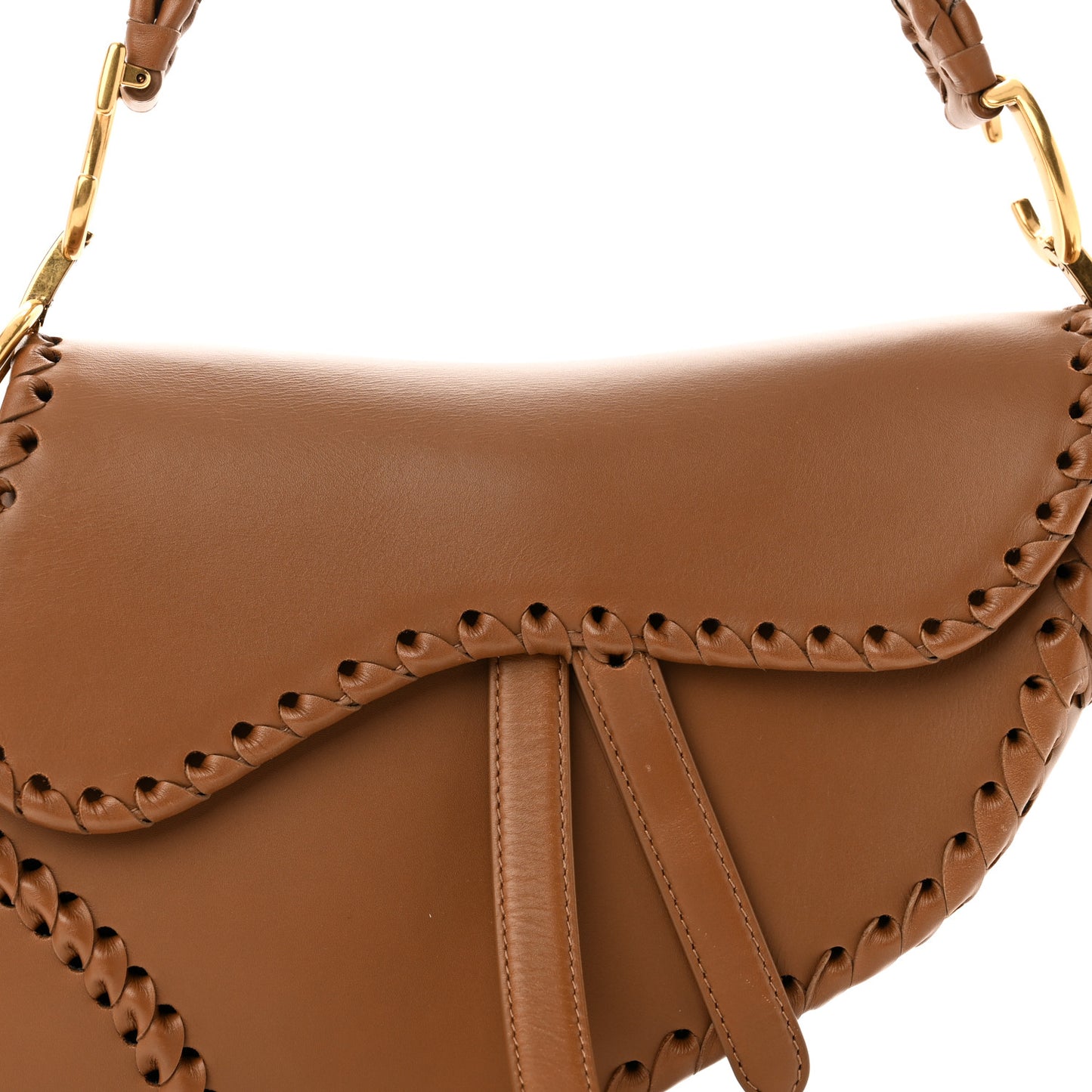 Calfskin Whipstitch Saddle Bag Brown