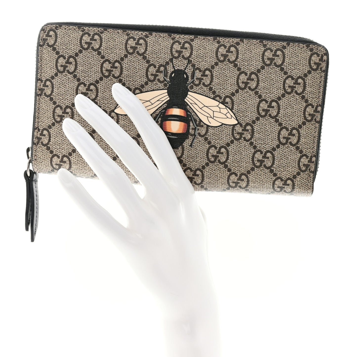 GG Supreme Monogram Bee Zip Around Wallet