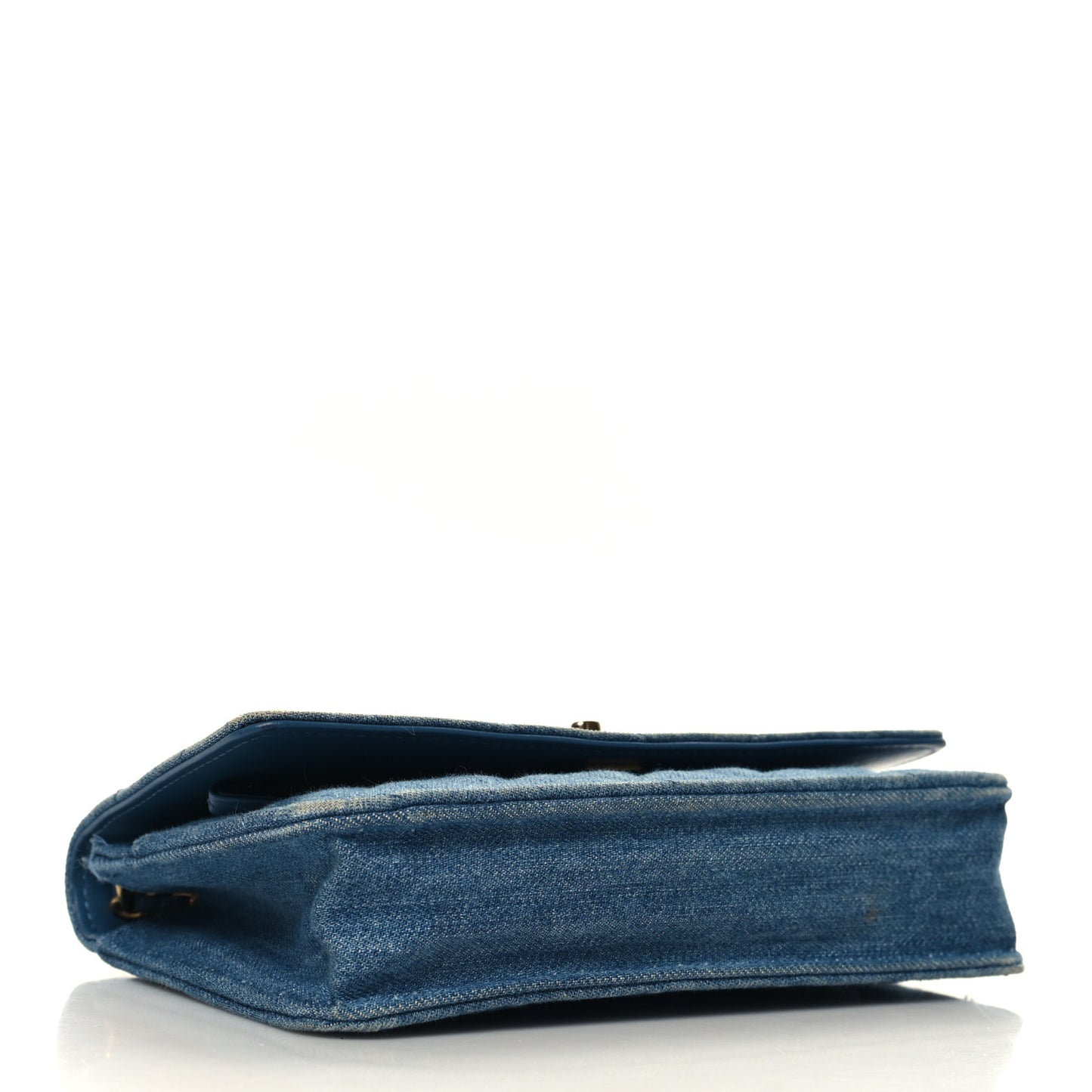 Denim Quilted CC Pearl Crush Wallet on Chain WOC Blue