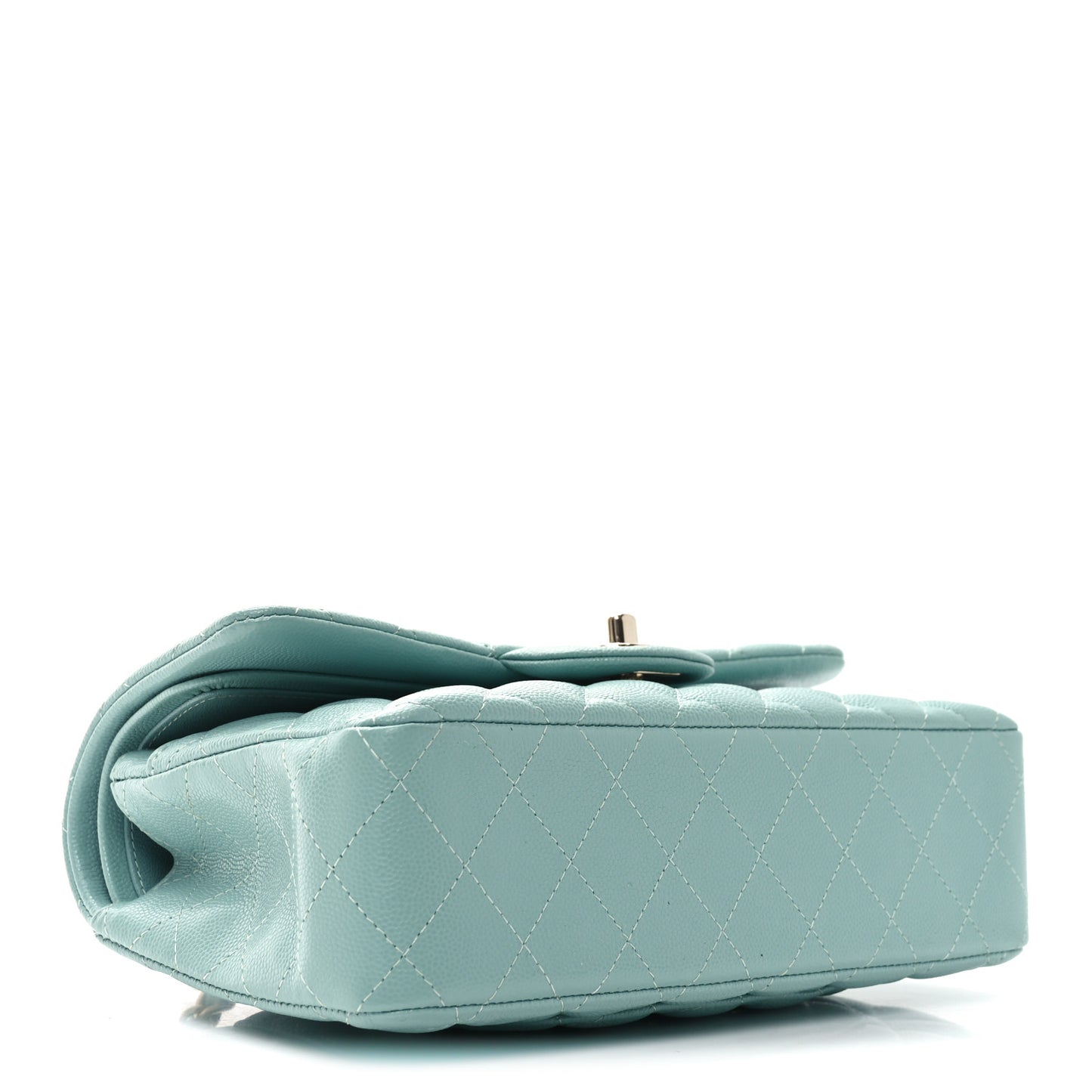 Caviar Quilted Small Double Flap Light Blue
