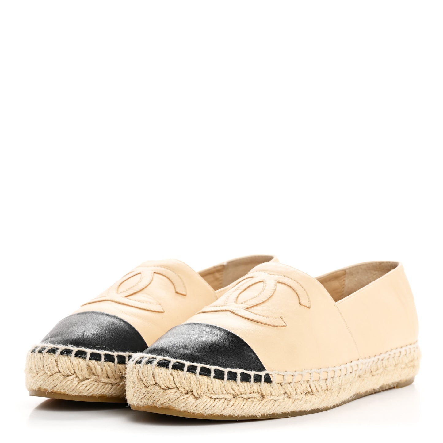 Lambskin CC Espadrilles 36 Beige Black