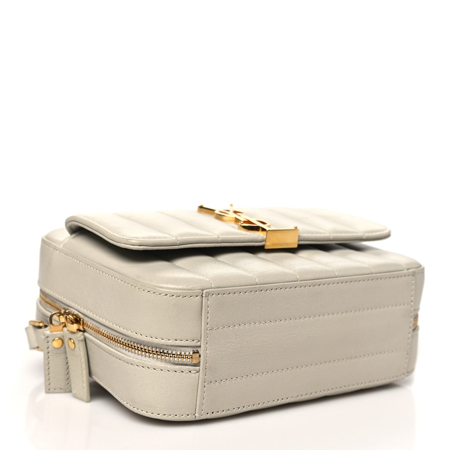 Lambskin Matelasse Monogram Vicky Camera Bag White