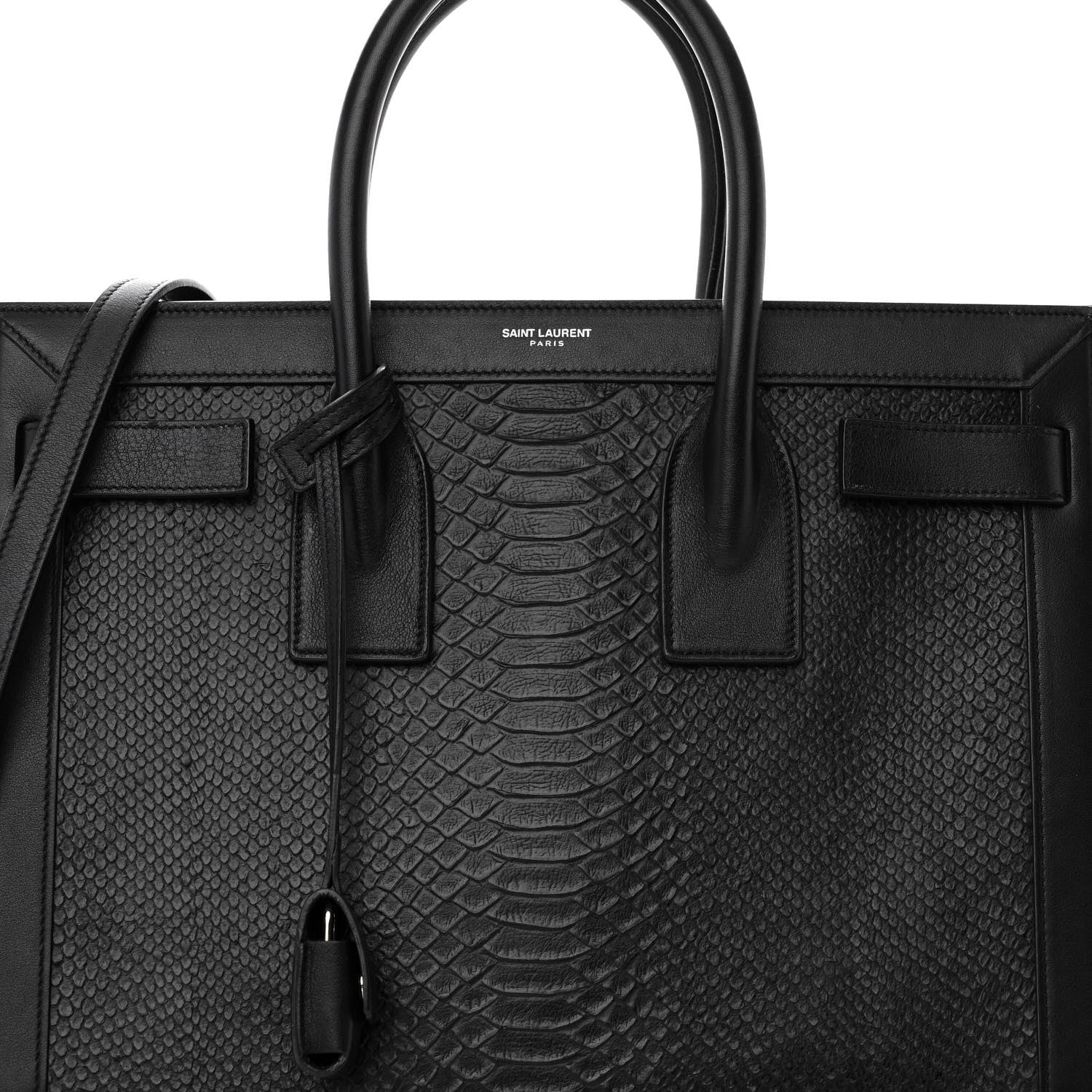 Saint Laurent Python Calfskin Embossed Small Sac de Jour Black 9 of 17