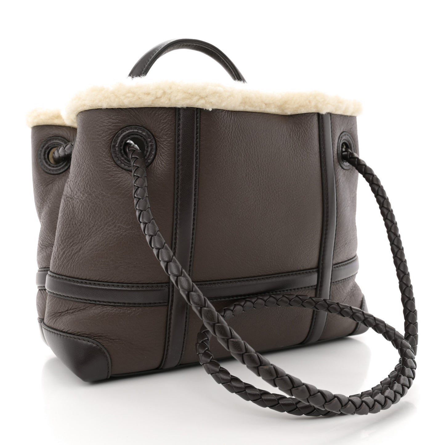 Shearling Aviator Small Andiamo Shoulder Bag Brown