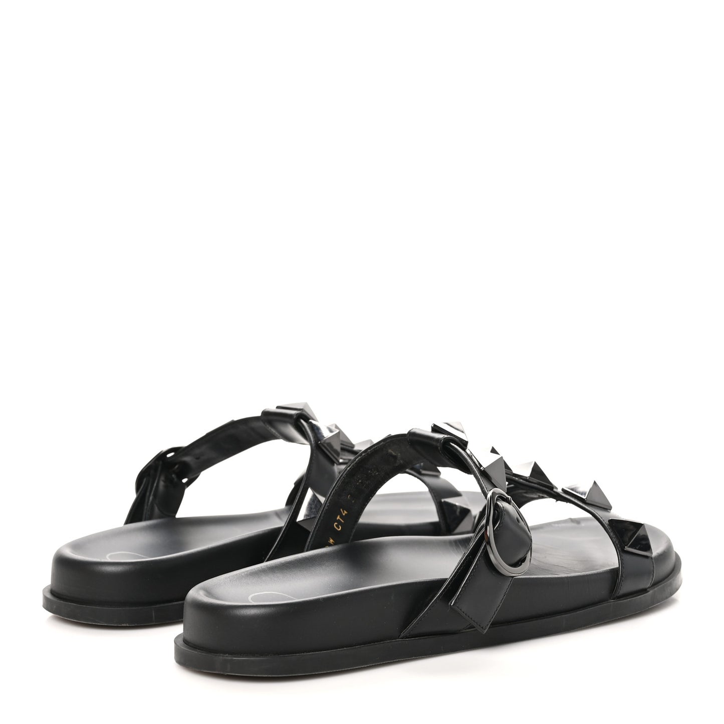 Calfskin Roman Stud Slide Sandals 39.5 Black