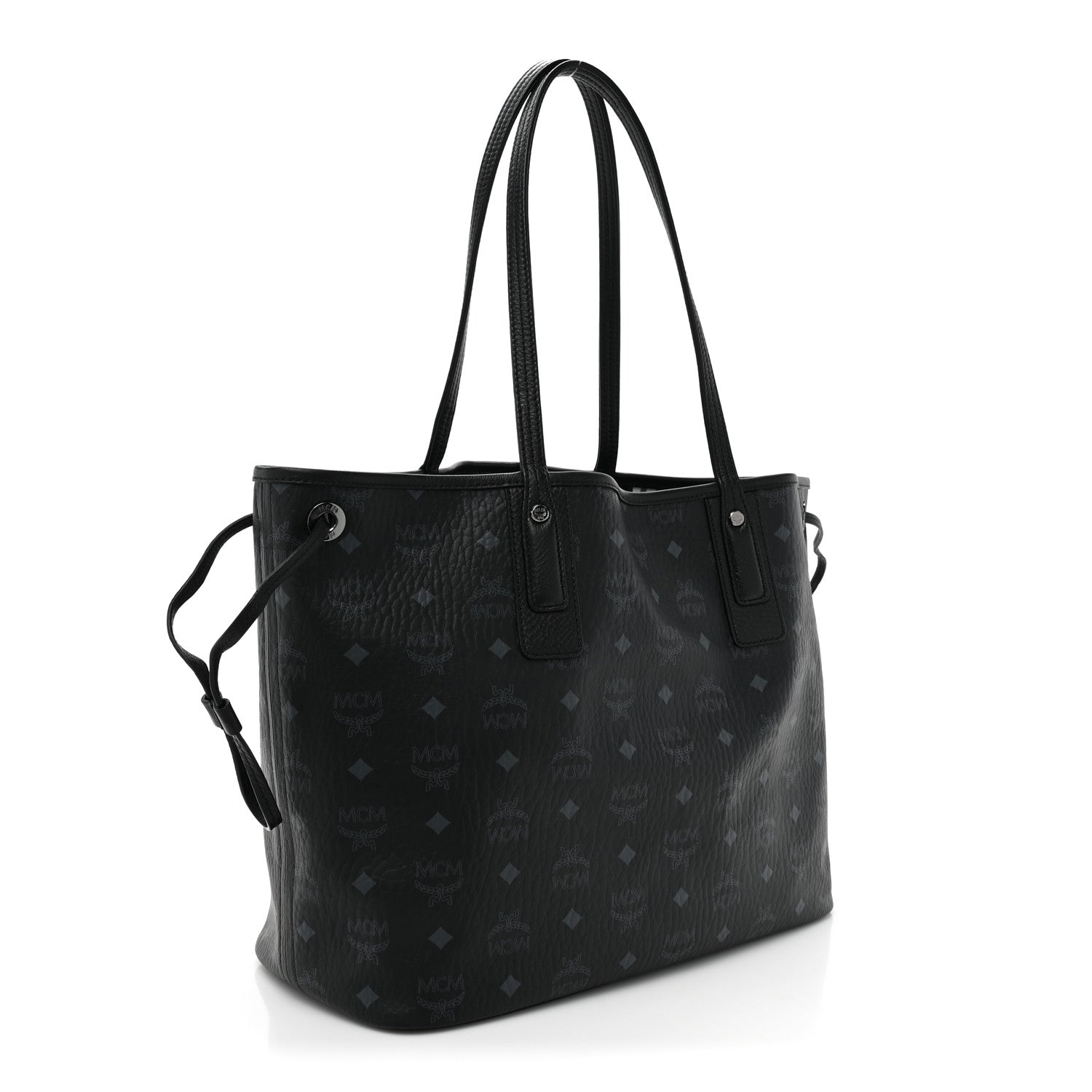 MCM Grained Calfskin Visetos Medium Liz Reversible Shopper Tote Black 5 of 16