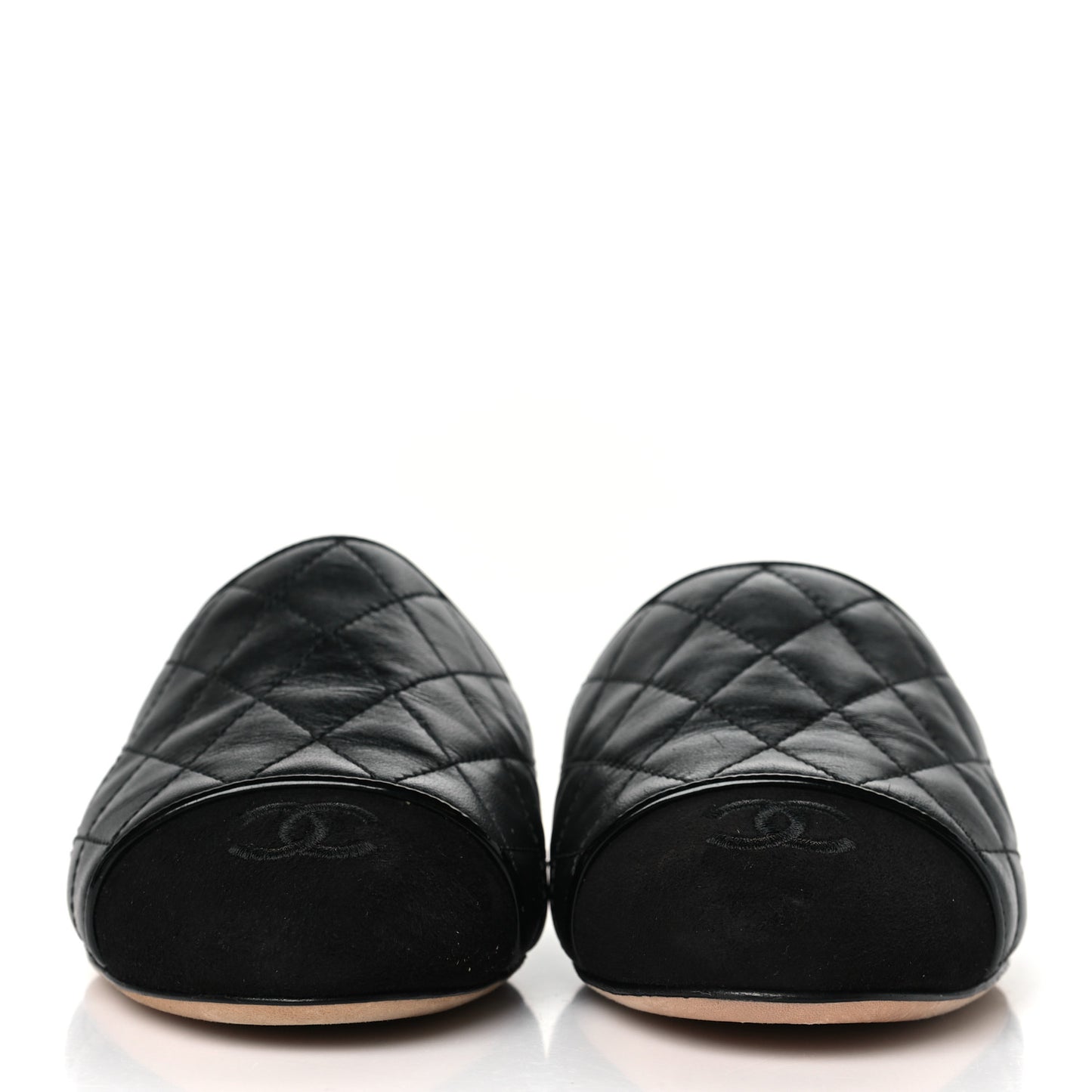 Lambskin Kid Suede Quilted Mules 36 Black