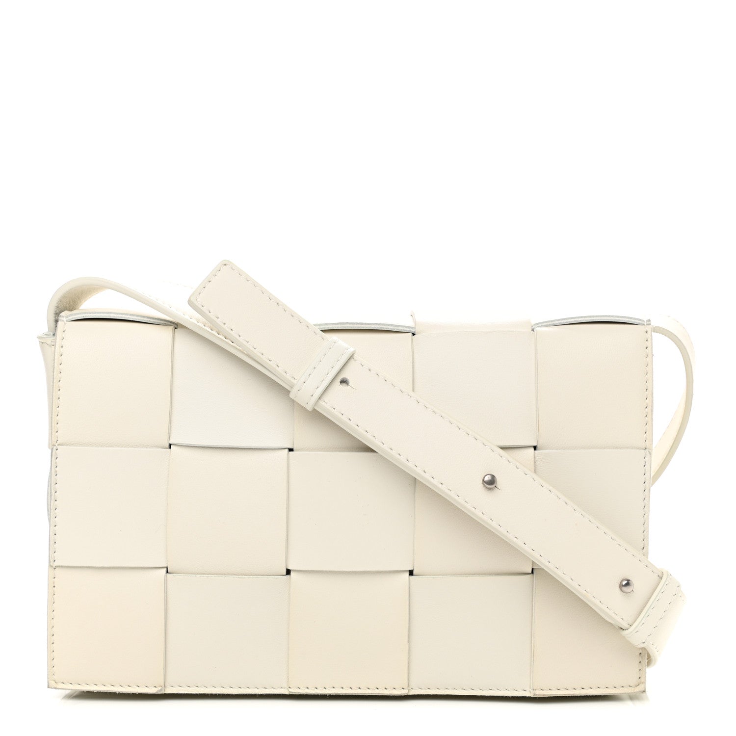 Bottega Veneta Lambskin Maxi Intrecciato Cassette Crossbody Bag White 1 of 9