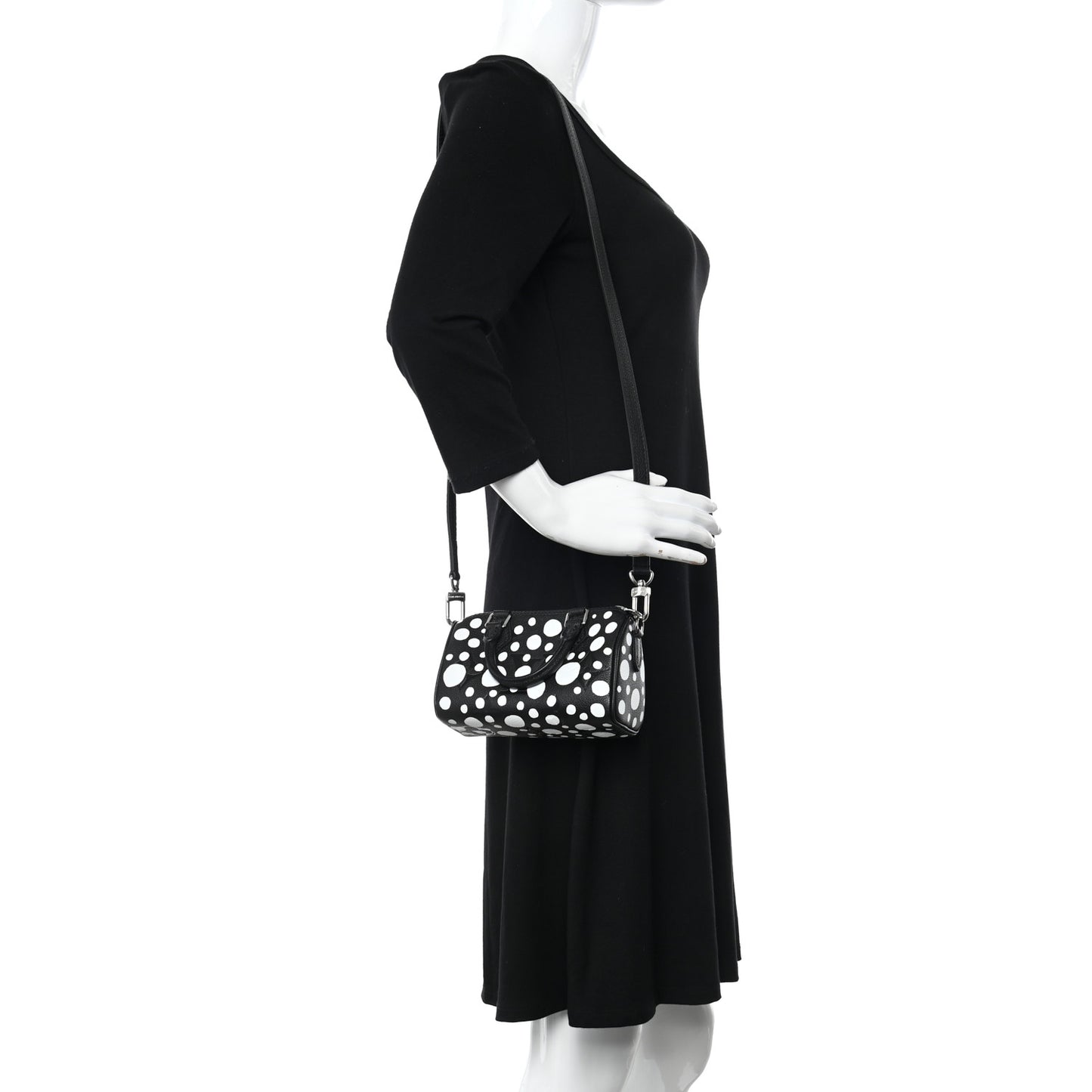 LV X YK Empreinte Infinity Dots Nano Speedy Bandouliere Black White