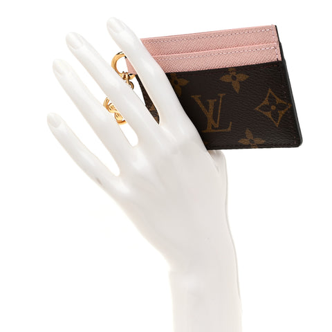 Monogram LV Charms Card Holder Rose Ballerine