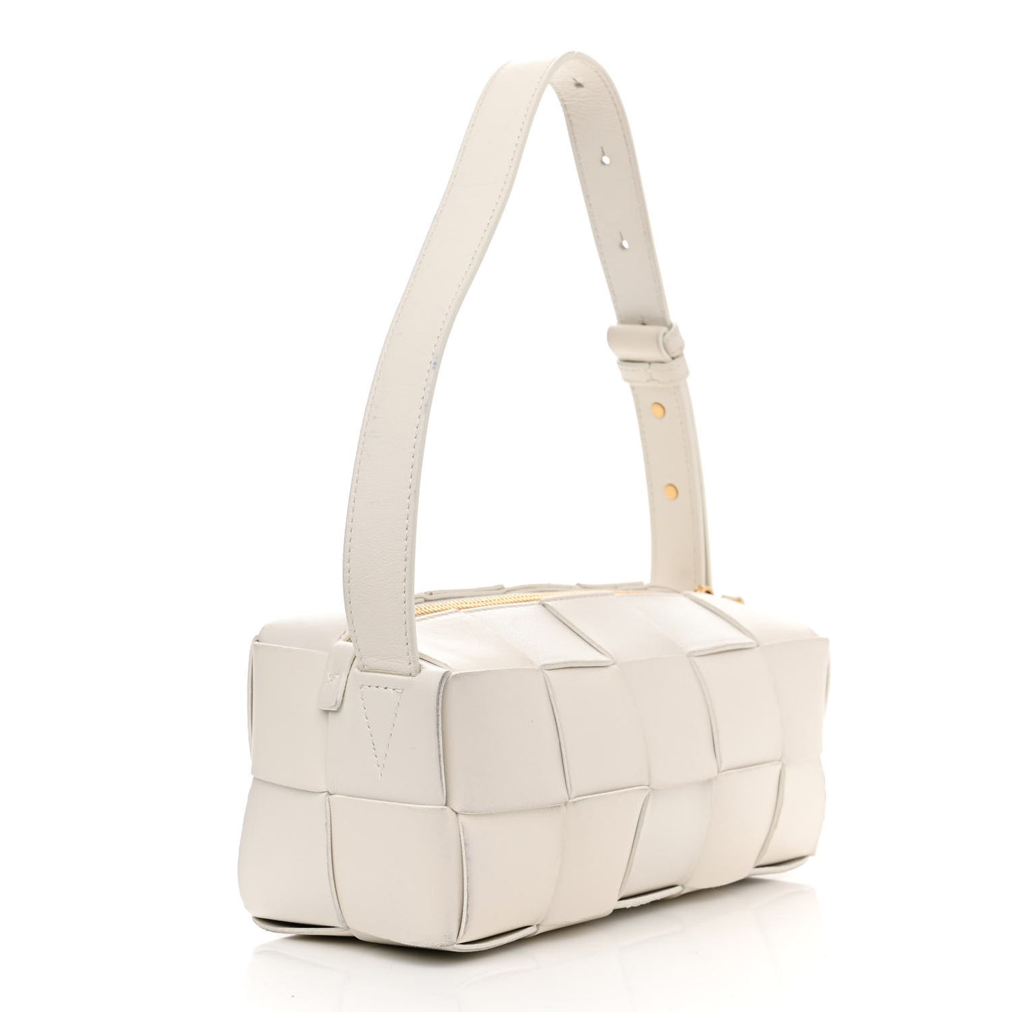 Lambskin Maxi Intrecciato Small Brick Cassette Bag White