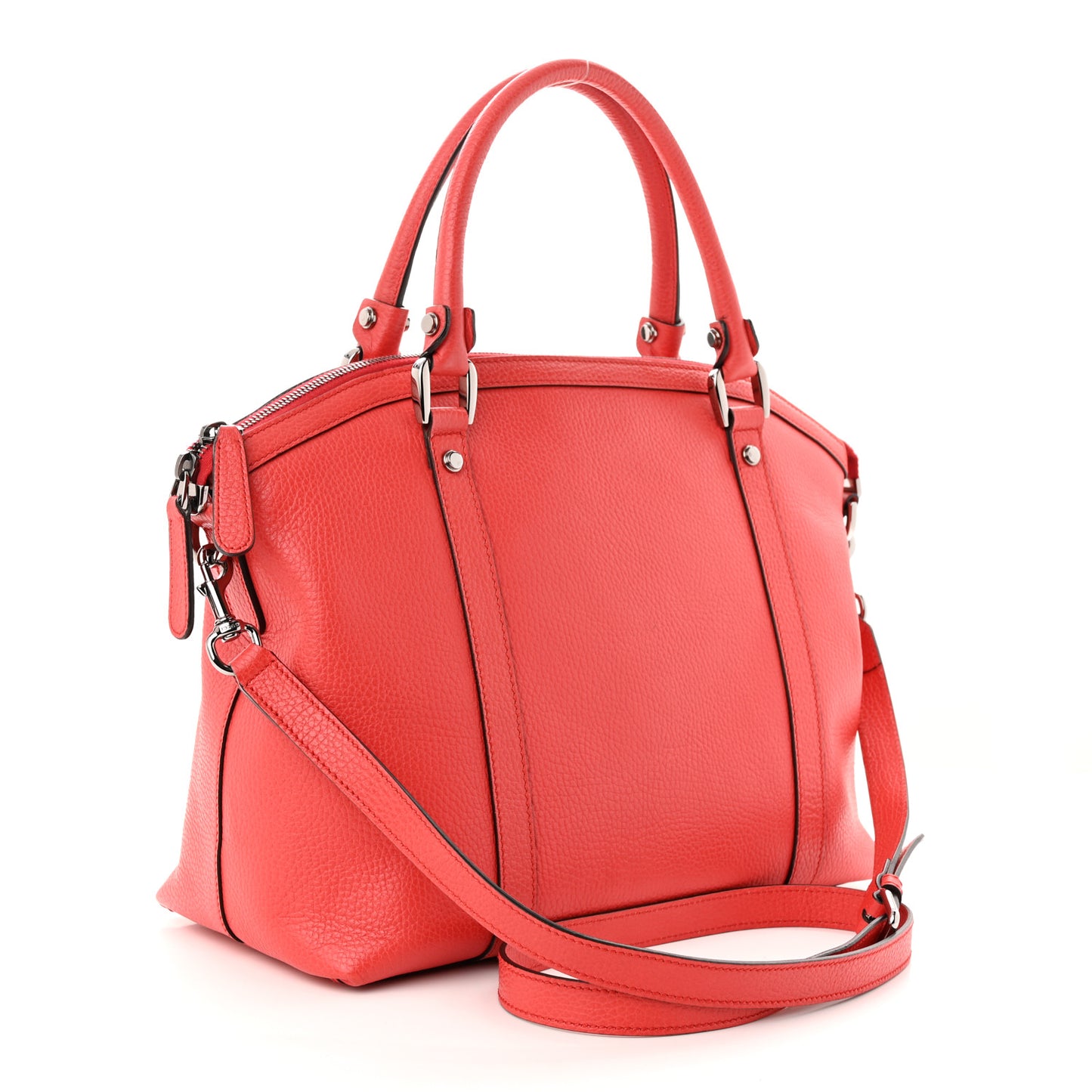 Dollar Calfskin Medium GG Charm Dome Satchel Sporting Red