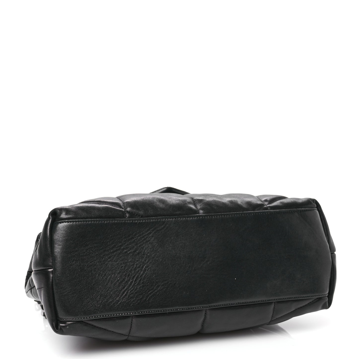 Lambskin Quilted Monogram Monochrome Medium Loulou Puffer Chain Satchel Black