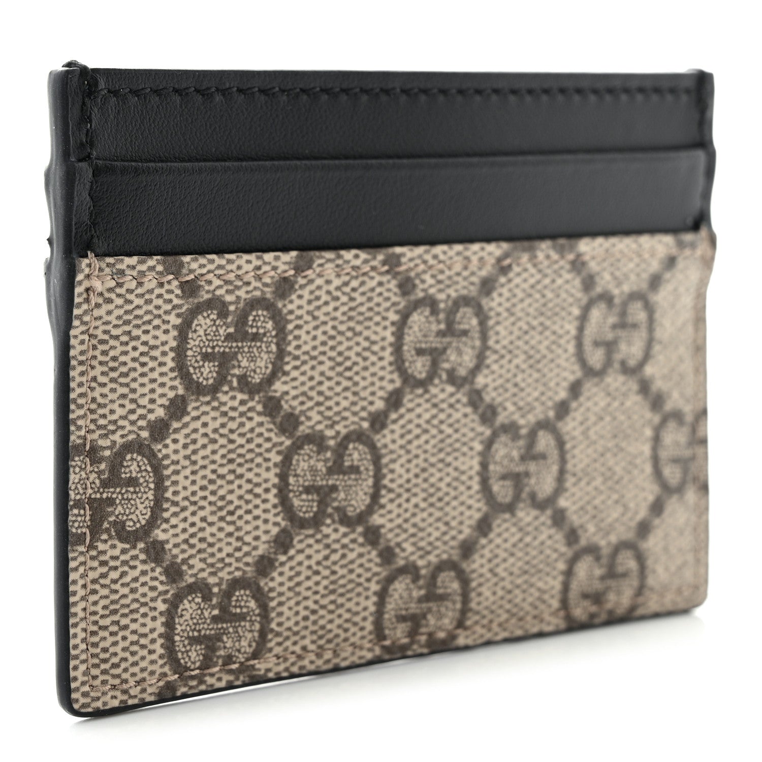 Gucci GG Supreme Monogram Calfskin Card Holder Beige Black 3 of 6
