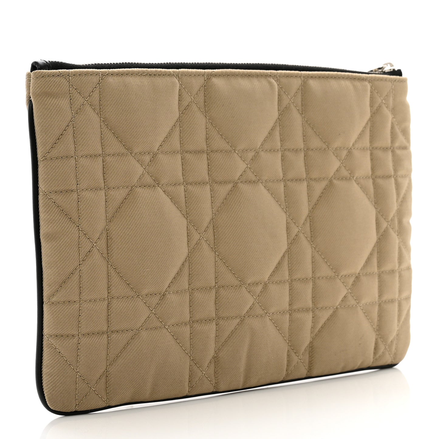 Canvas Cannage Zip Pouch Beige