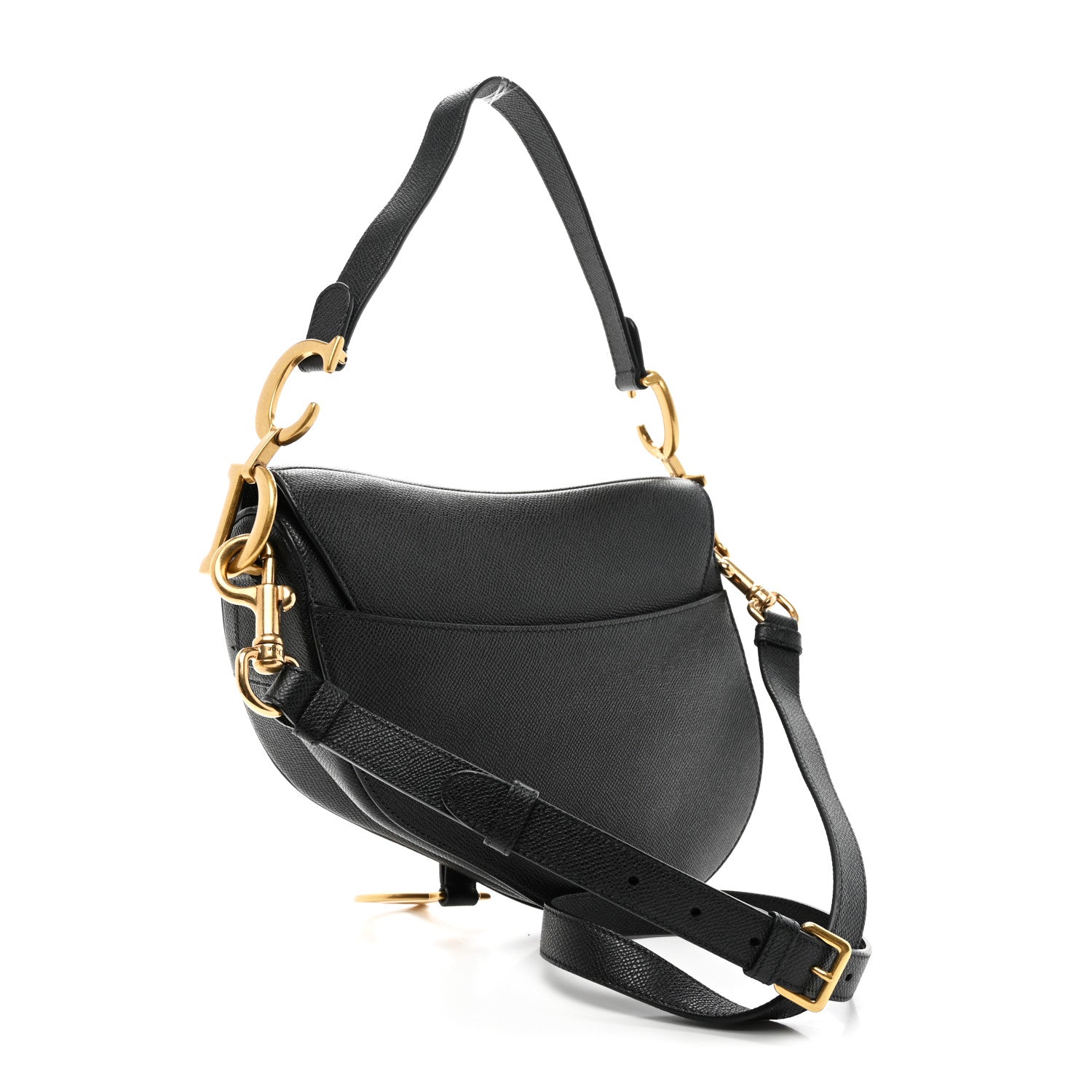 Christian Dior Grained Calfskin Saddle Bag With Strap Black 3 of 11
