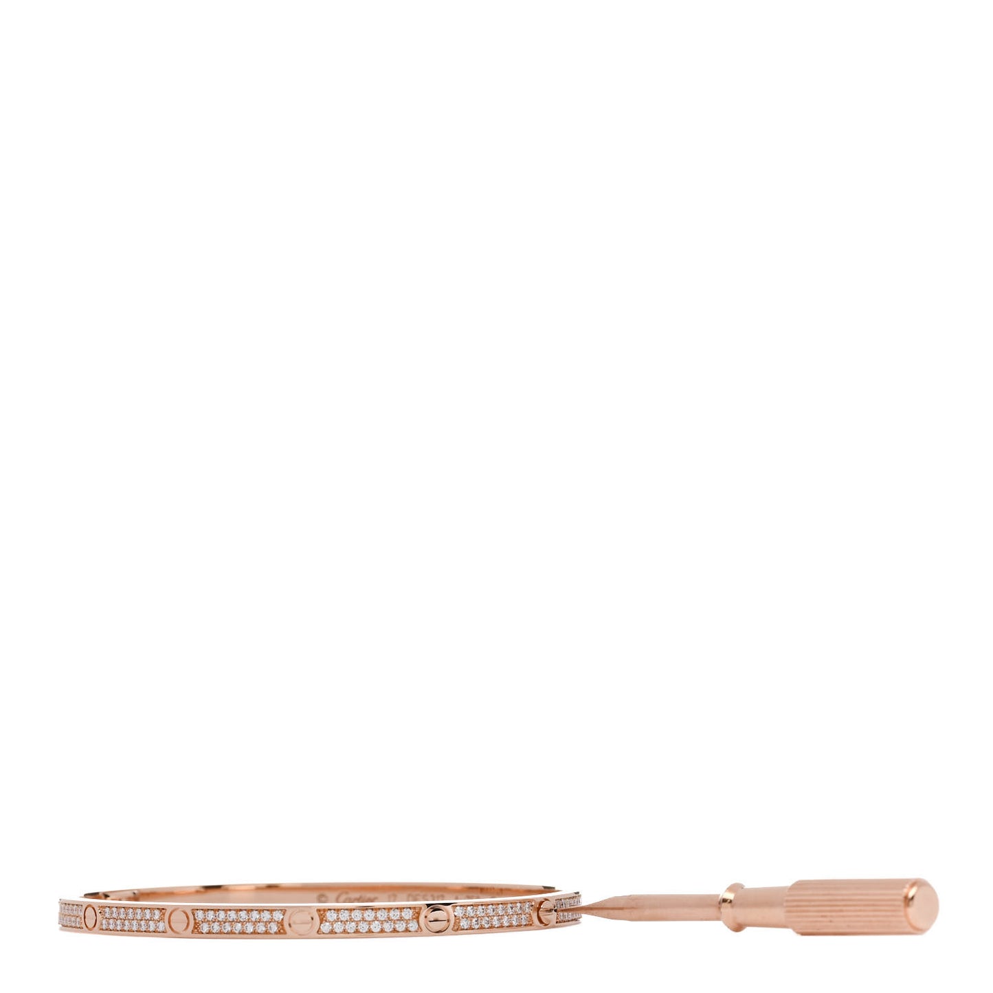 18K Pink Gold Diamond Small LOVE Paved Bracelet 17