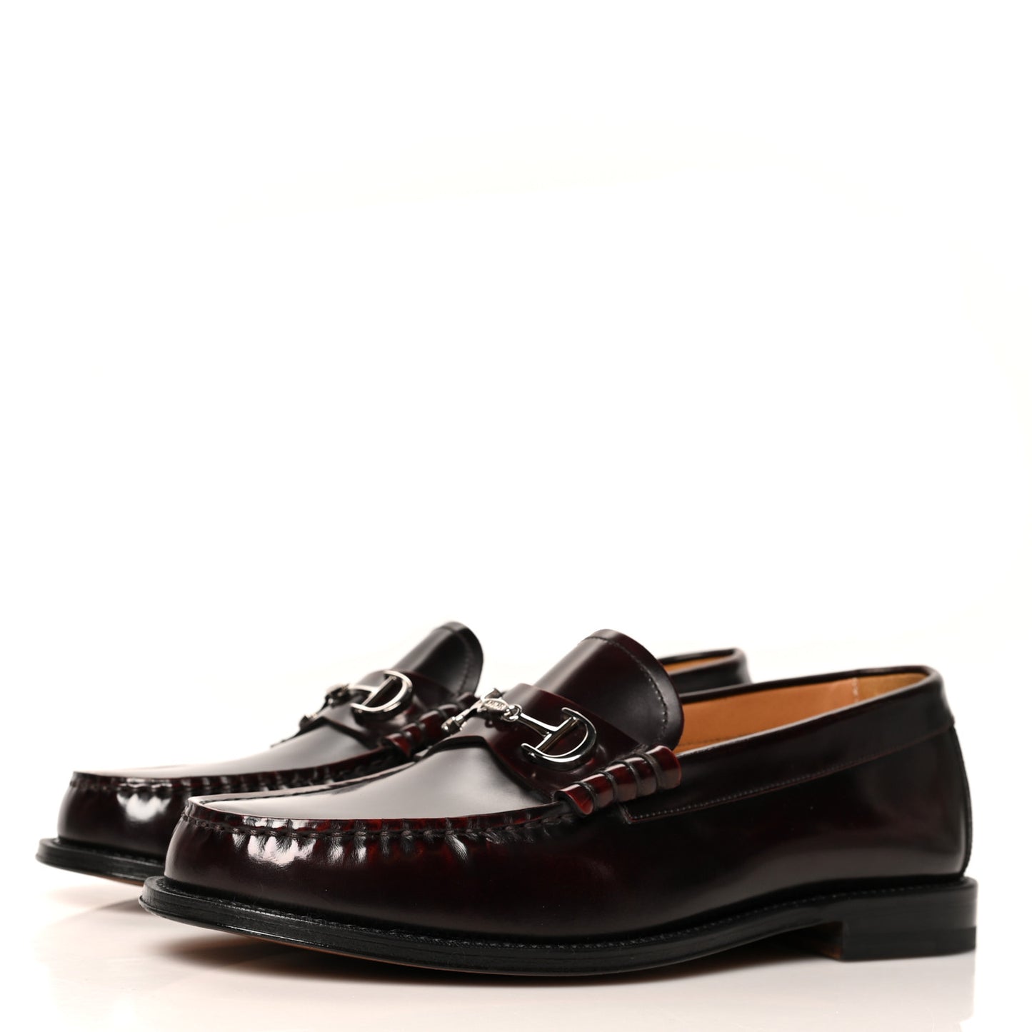 Brushed Calfskin Mens Logo Plaque Loafers 40 Red Black