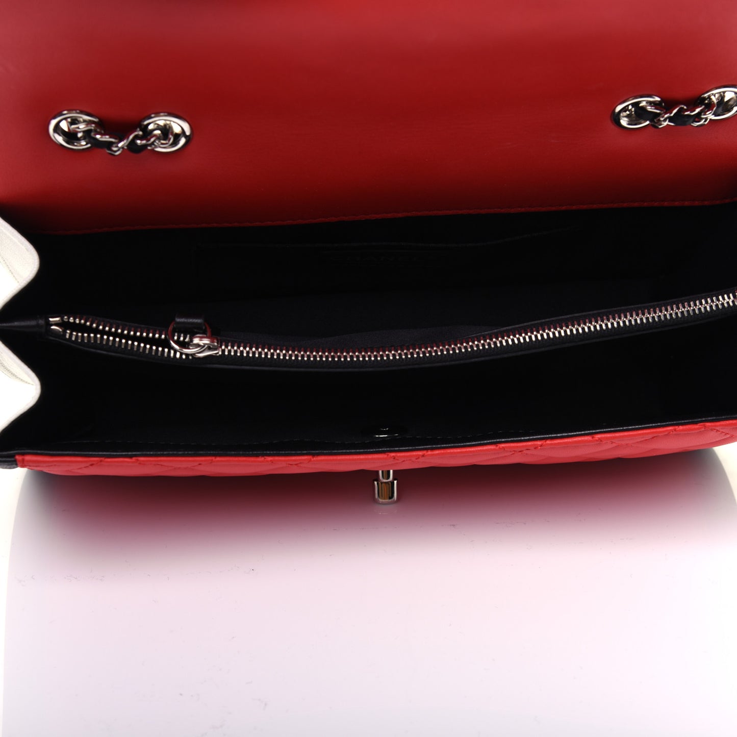 Lambskin Quilted Medium Graphic Flap Red Black