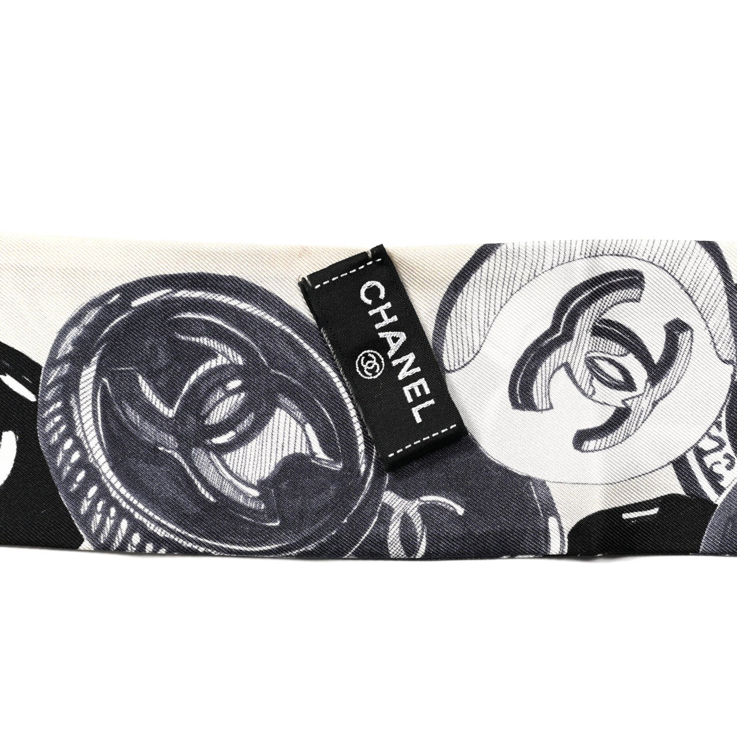 Silk CC Slim Bandeau Ecru Black