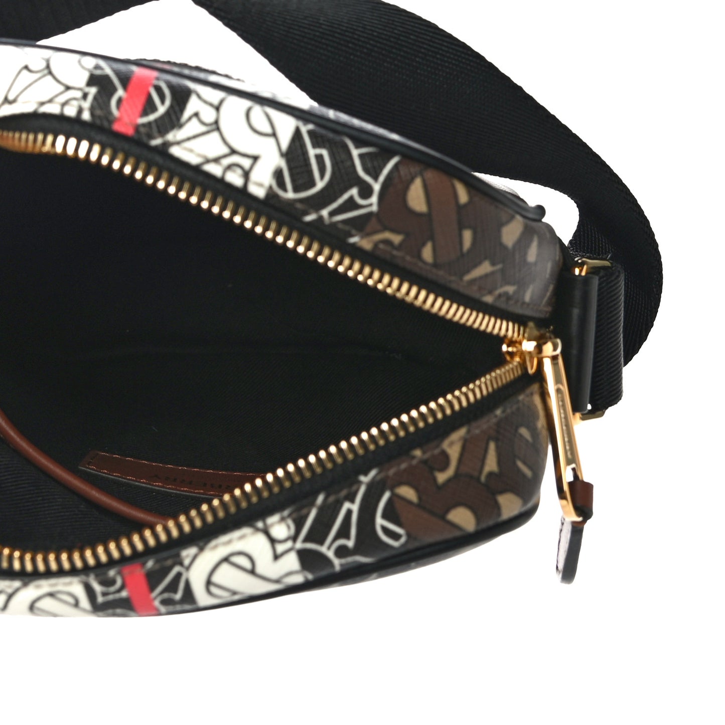 E-Canvas Monogram Stripe Messenger Bag Brown