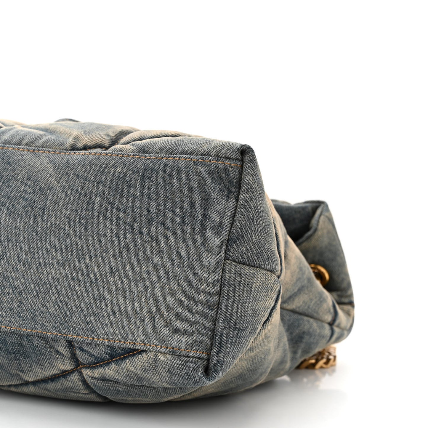 Denim Quilted Medium Loulou Puffer Monogram Chain Satchel Blue Cinnamon