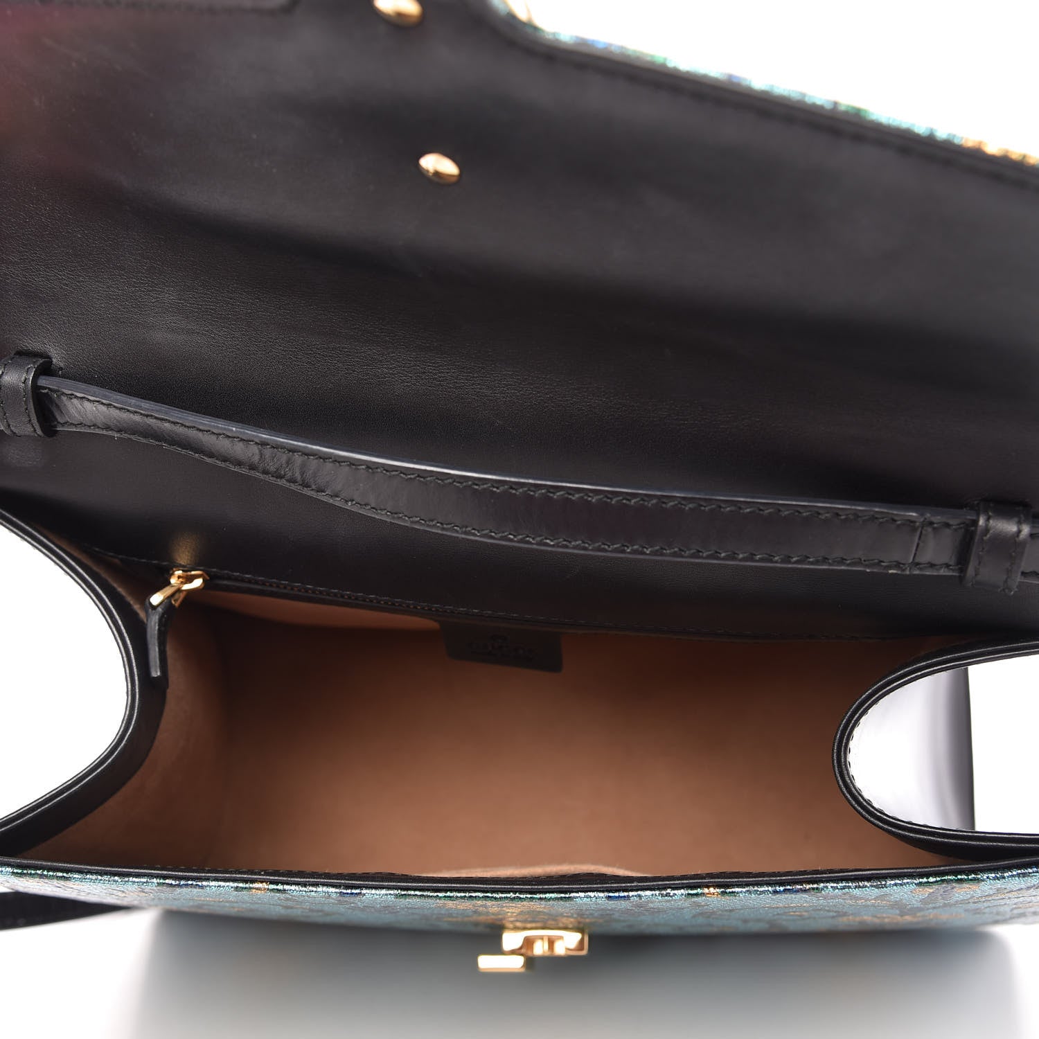 Gucci Iridescent Brocade Medium Sylvie Top Handle Bag Blue 5 of 11