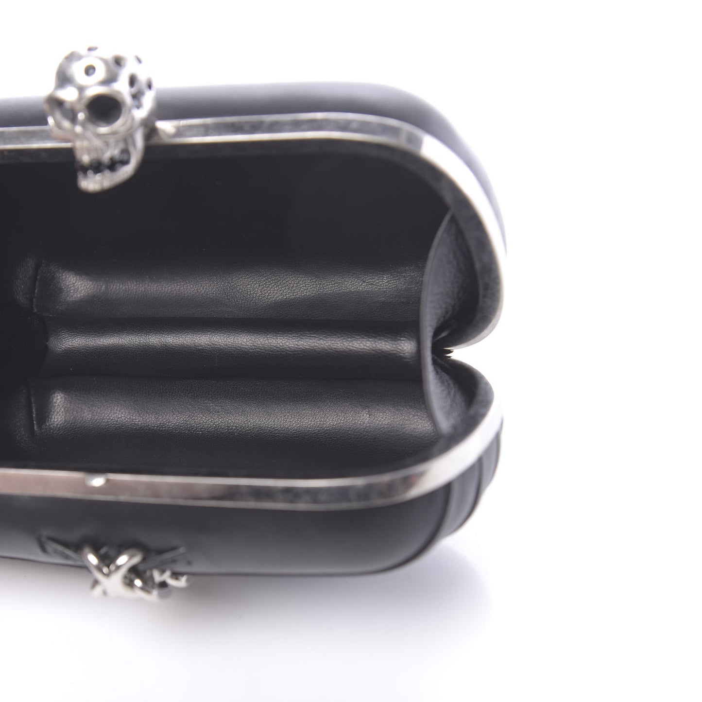 Nappa Skull Chain Box Clutch Black