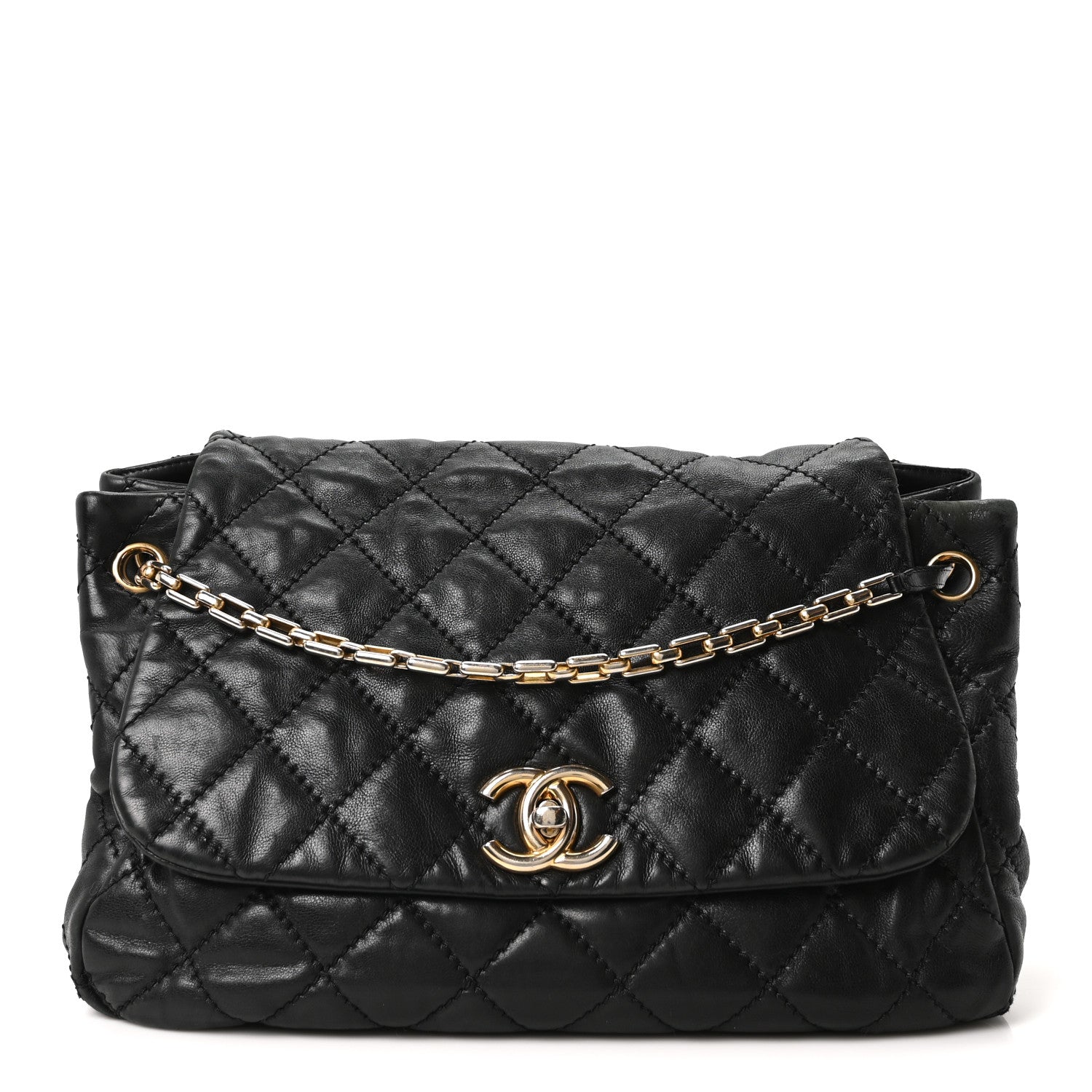 Chanel Aged Calfskin Quilted Accordion Flap Black 1806613